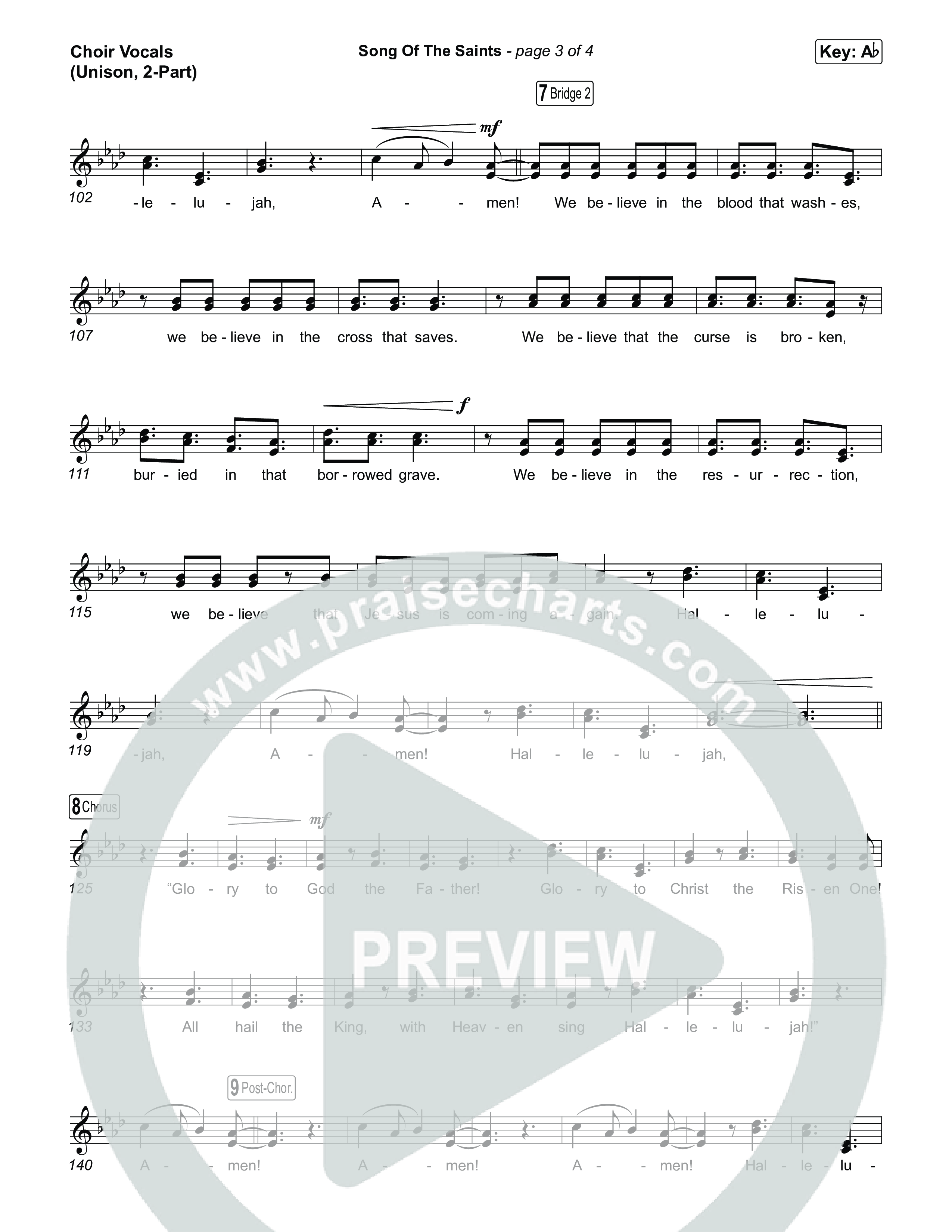 Song Of The Saints (Unison/2-Part) Choir Vocals (Uni/2-Part) (Phil Wickham / Arr. Luke Gambill)