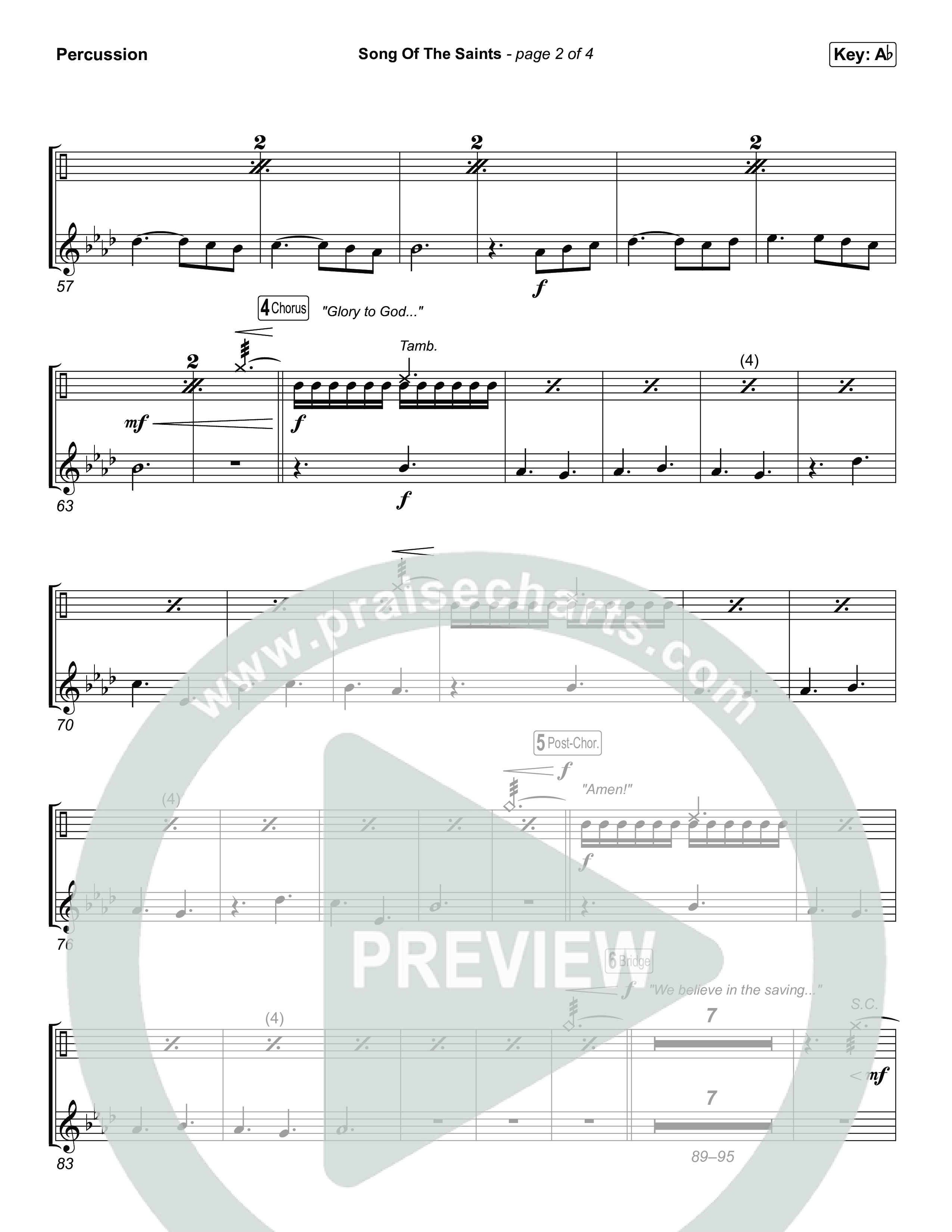 Song Of The Saints (Unison/2-Part) Percussion (Phil Wickham / Arr. Luke Gambill)