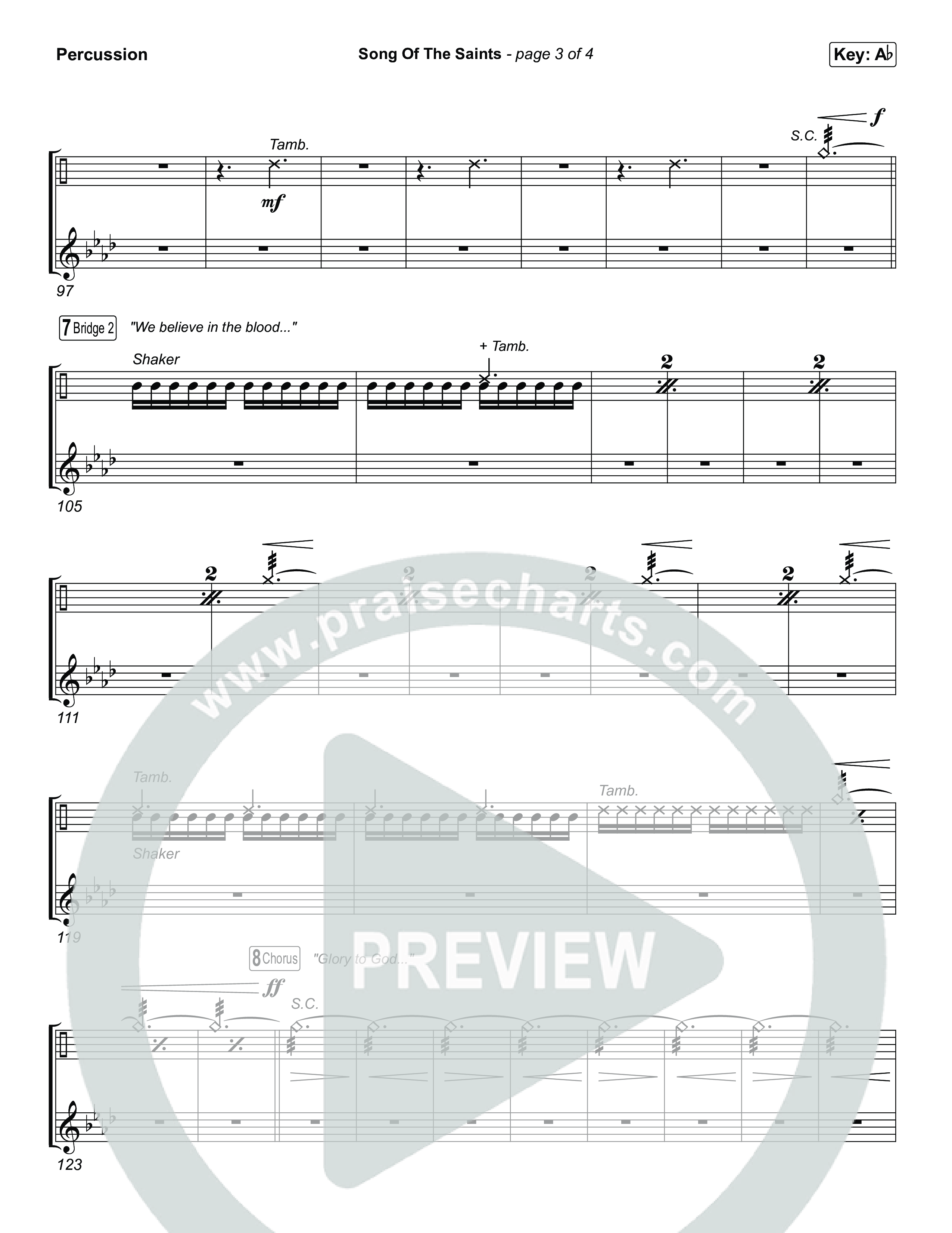 Song Of The Saints (Unison/2-Part) Percussion (Phil Wickham / Arr. Luke Gambill)