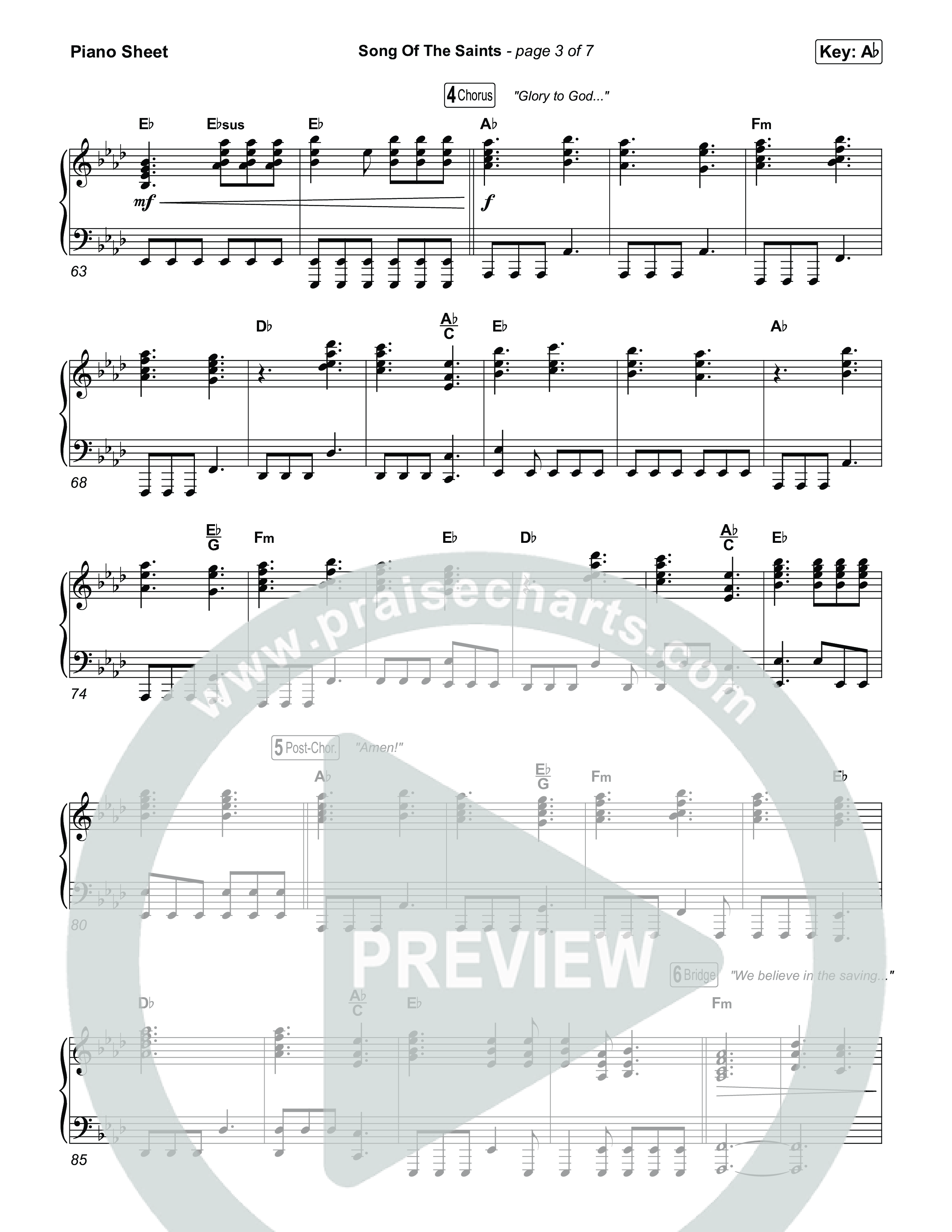 Song Of The Saints (Unison/2-Part) Piano Sheet (Phil Wickham / Arr. Luke Gambill)