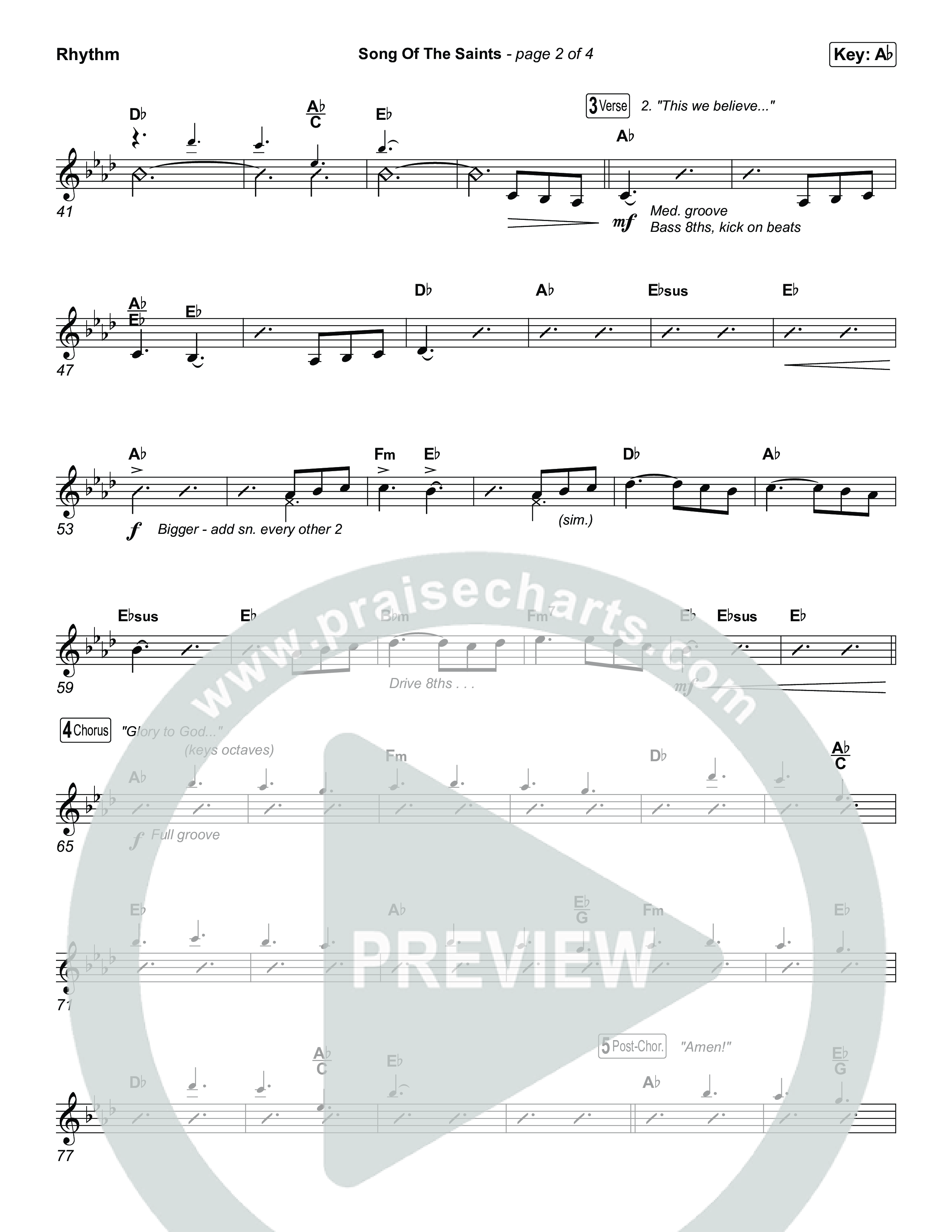 Song Of The Saints (Unison/2-Part) Rhythm Chart (Phil Wickham / Arr. Luke Gambill)