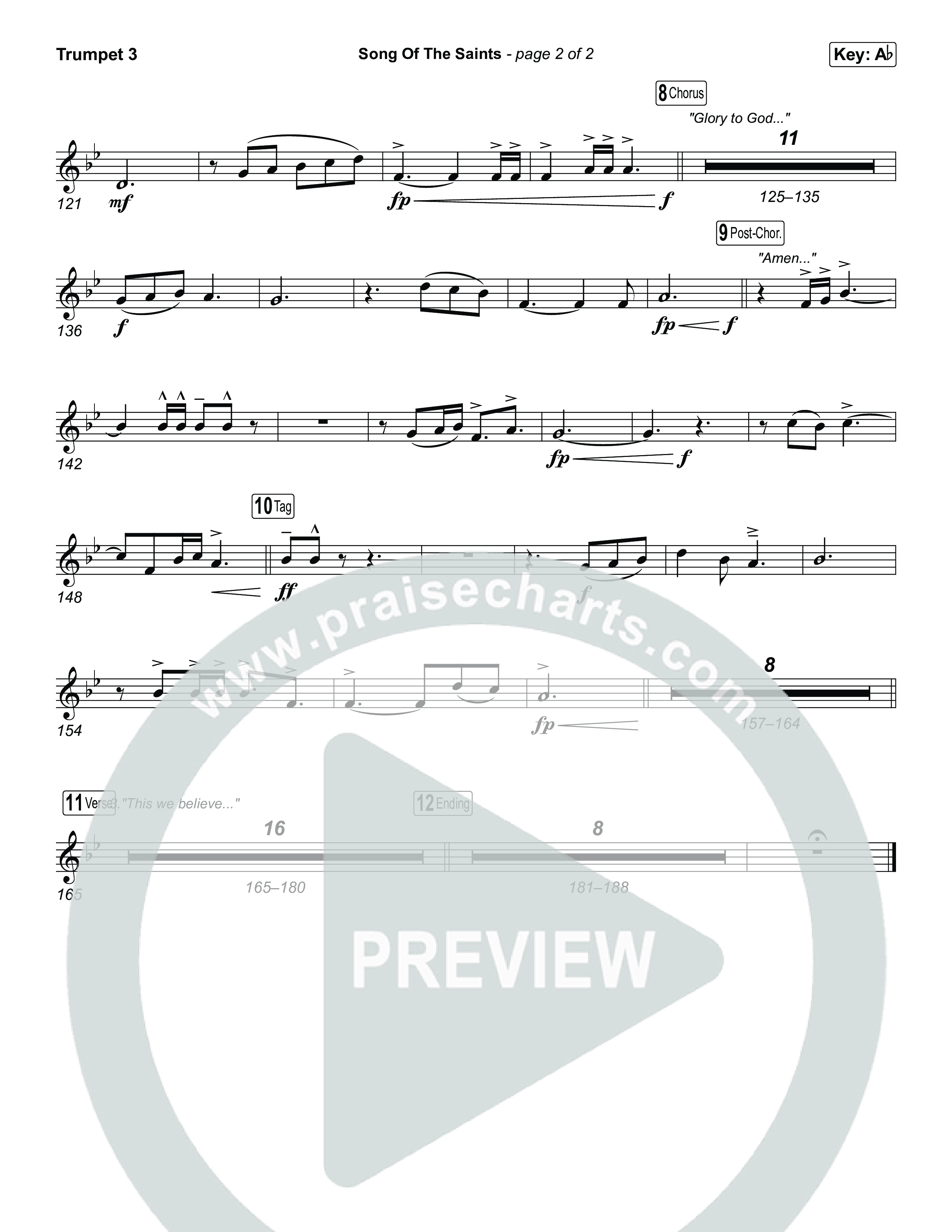 Song Of The Saints (Unison/2-Part) Trumpet 3 (Phil Wickham / Arr. Luke Gambill)