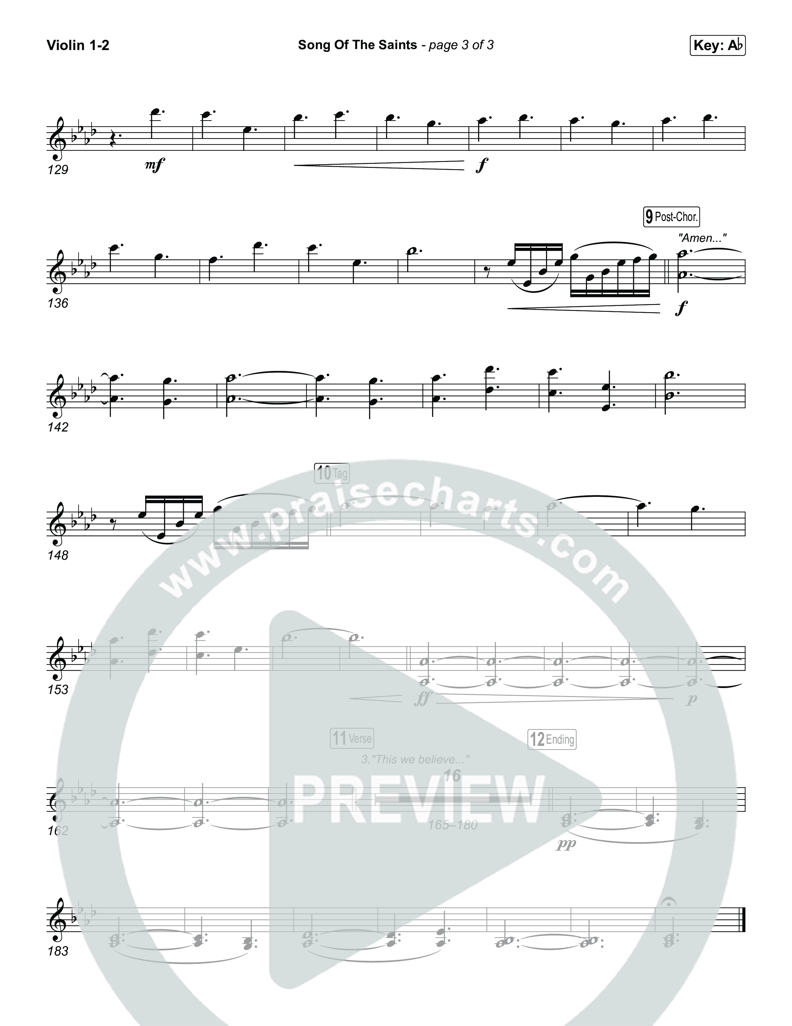 Song Of The Saints (Unison/2-Part) Violin 1/2 (Phil Wickham / Arr. Luke Gambill)