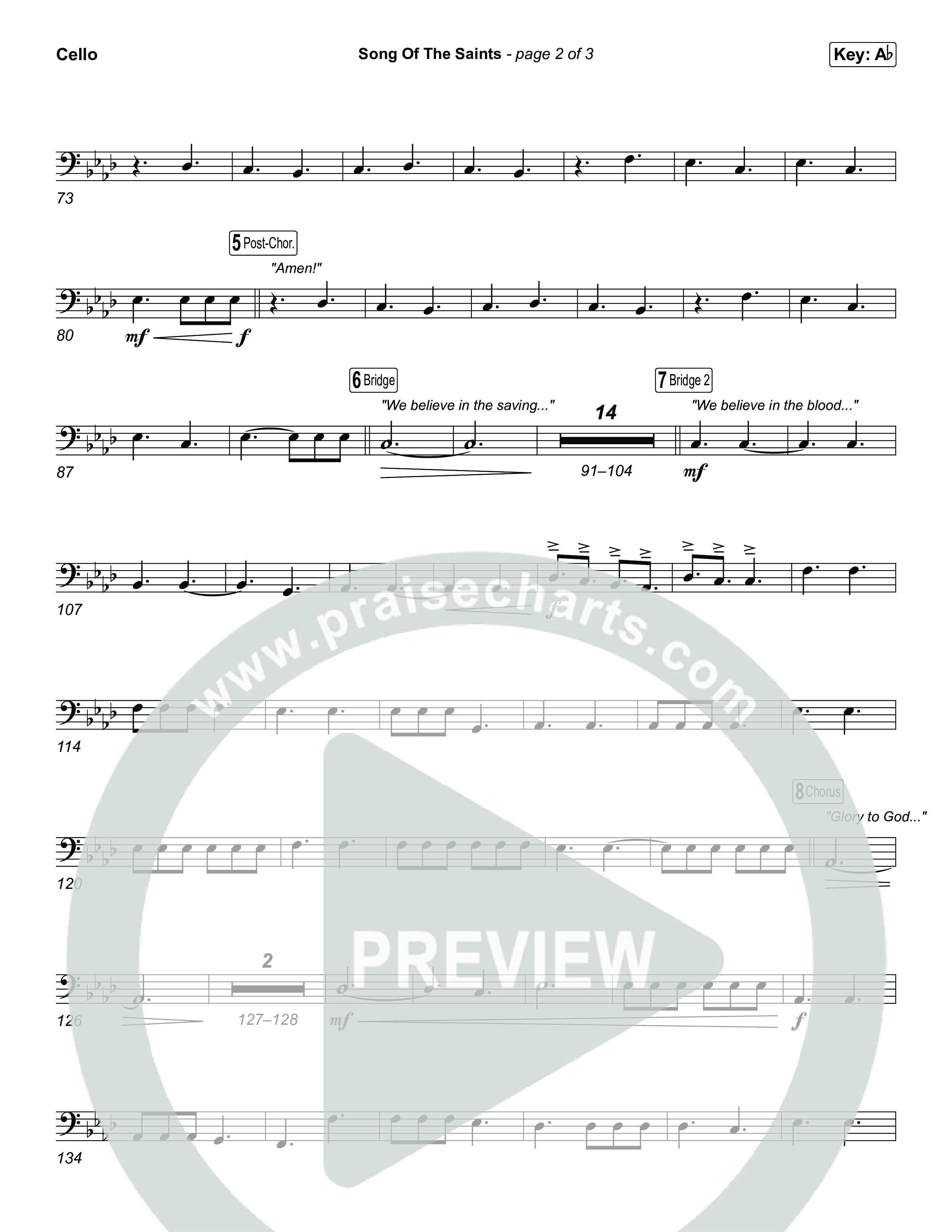 Song Of The Saints (Sing It Now) Cello (Phil Wickham / Arr. Luke Gambill)