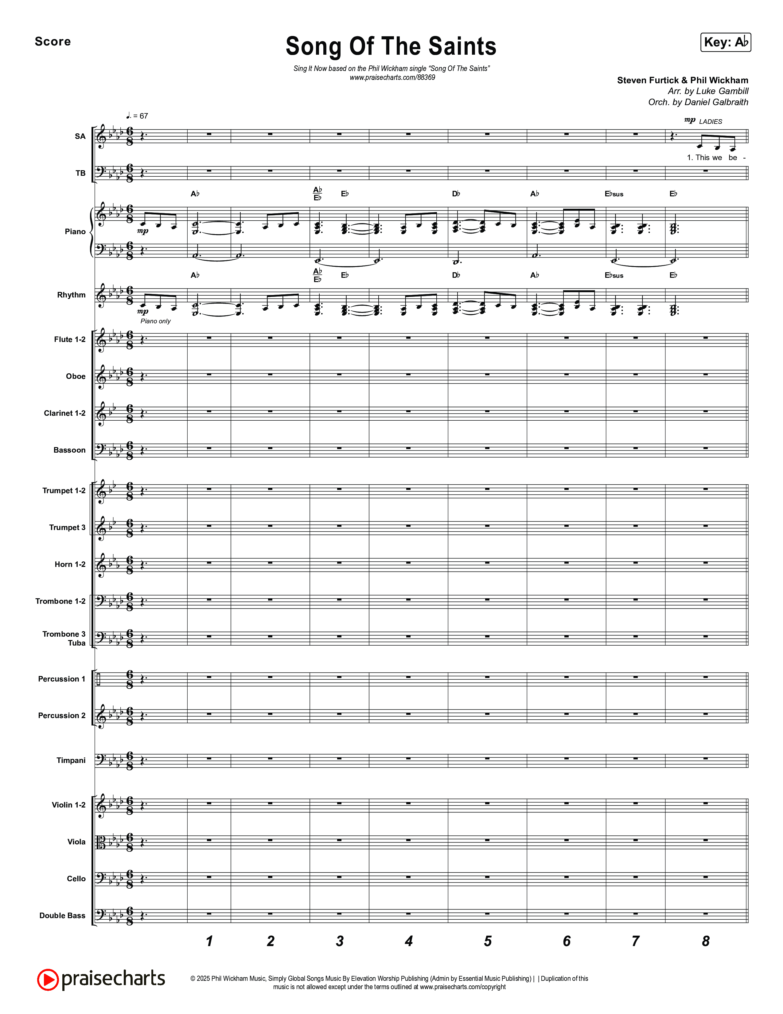 Song Of The Saints (Sing It Now) Conductor's Score (Phil Wickham / Arr. Luke Gambill)