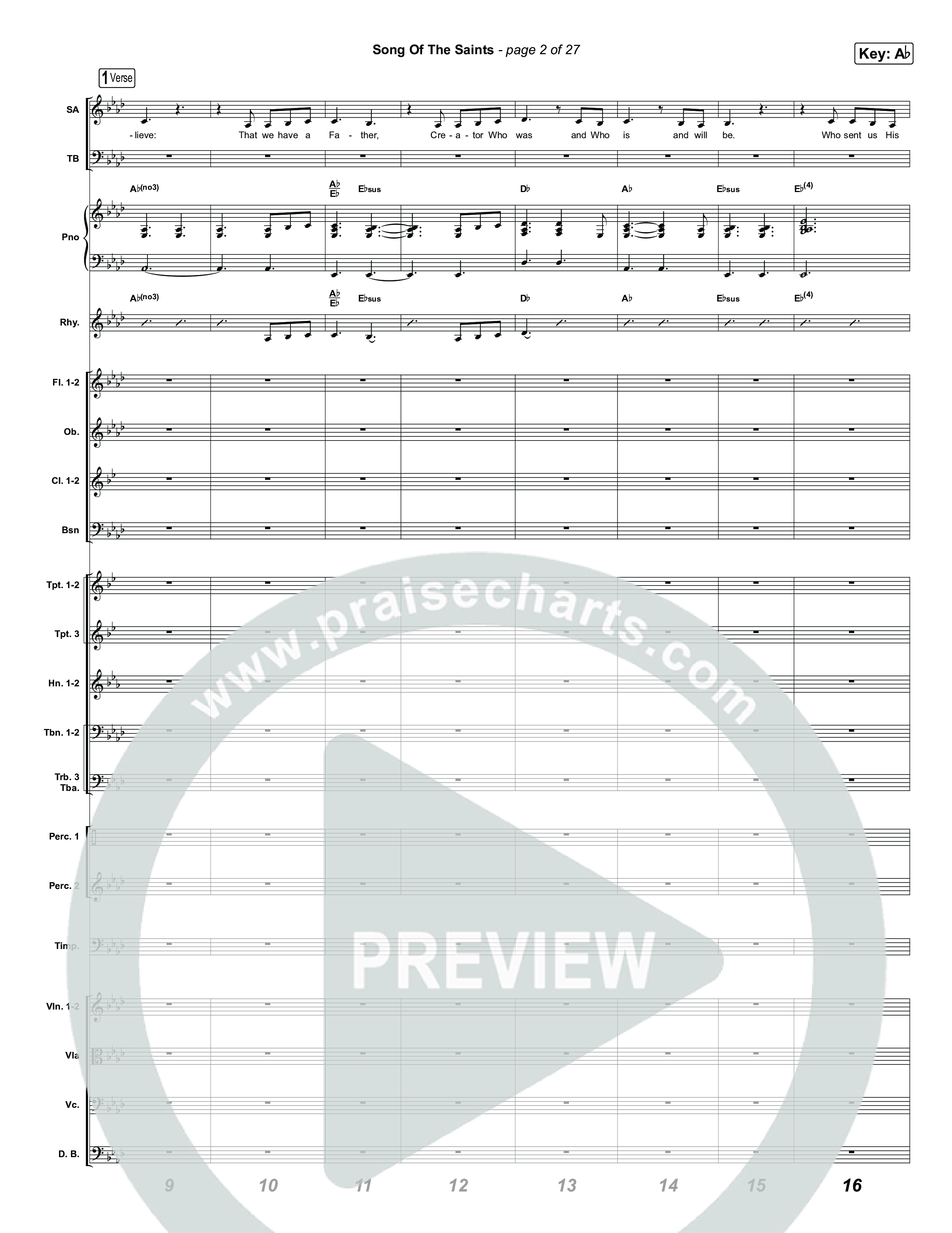 Song Of The Saints (Sing It Now) Conductor's Score (Phil Wickham / Arr. Luke Gambill)