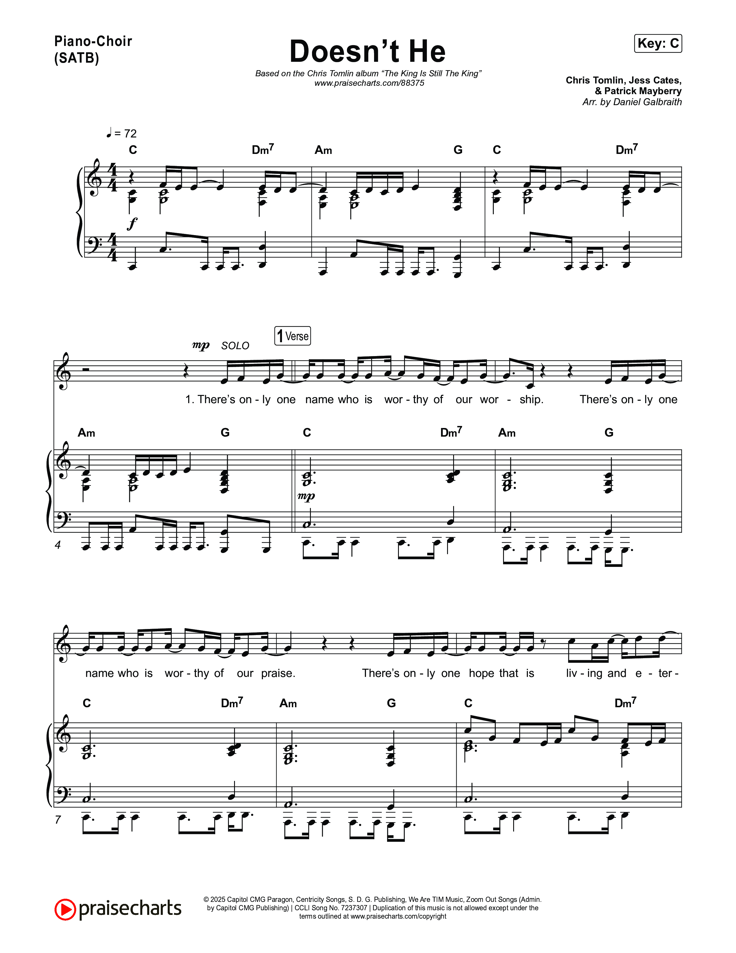 Doesn't He Piano/Vocal Pack (Chris Tomlin)