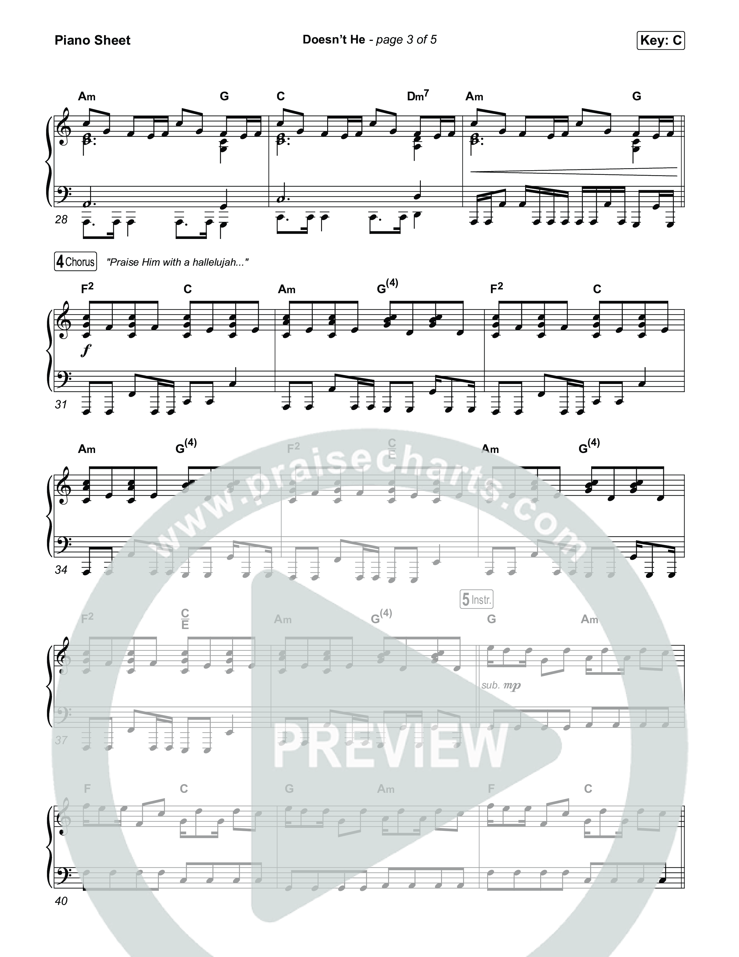 Doesn't He Piano Sheet (Chris Tomlin)