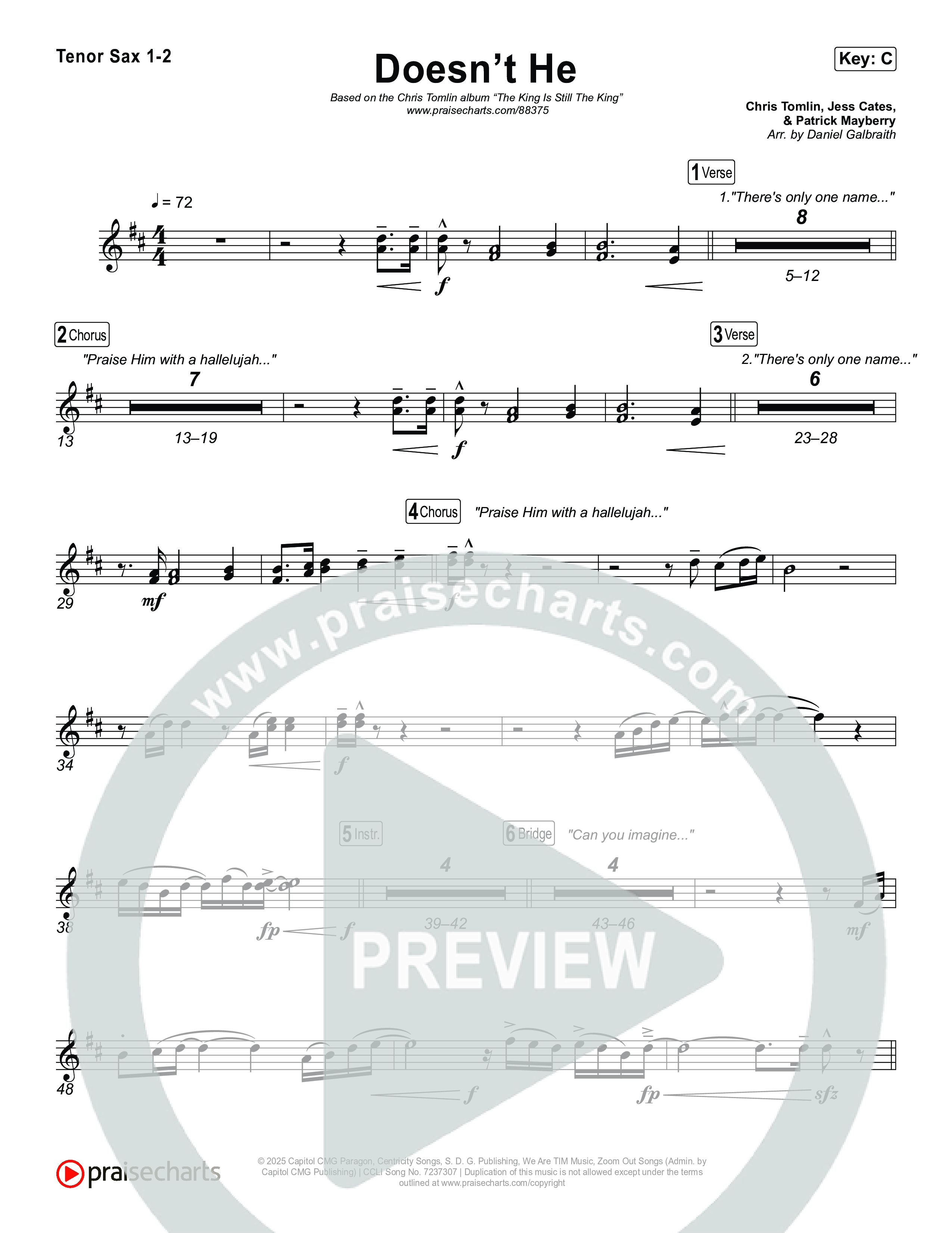 Doesn't He Tenor Sax 1,2 (Chris Tomlin)