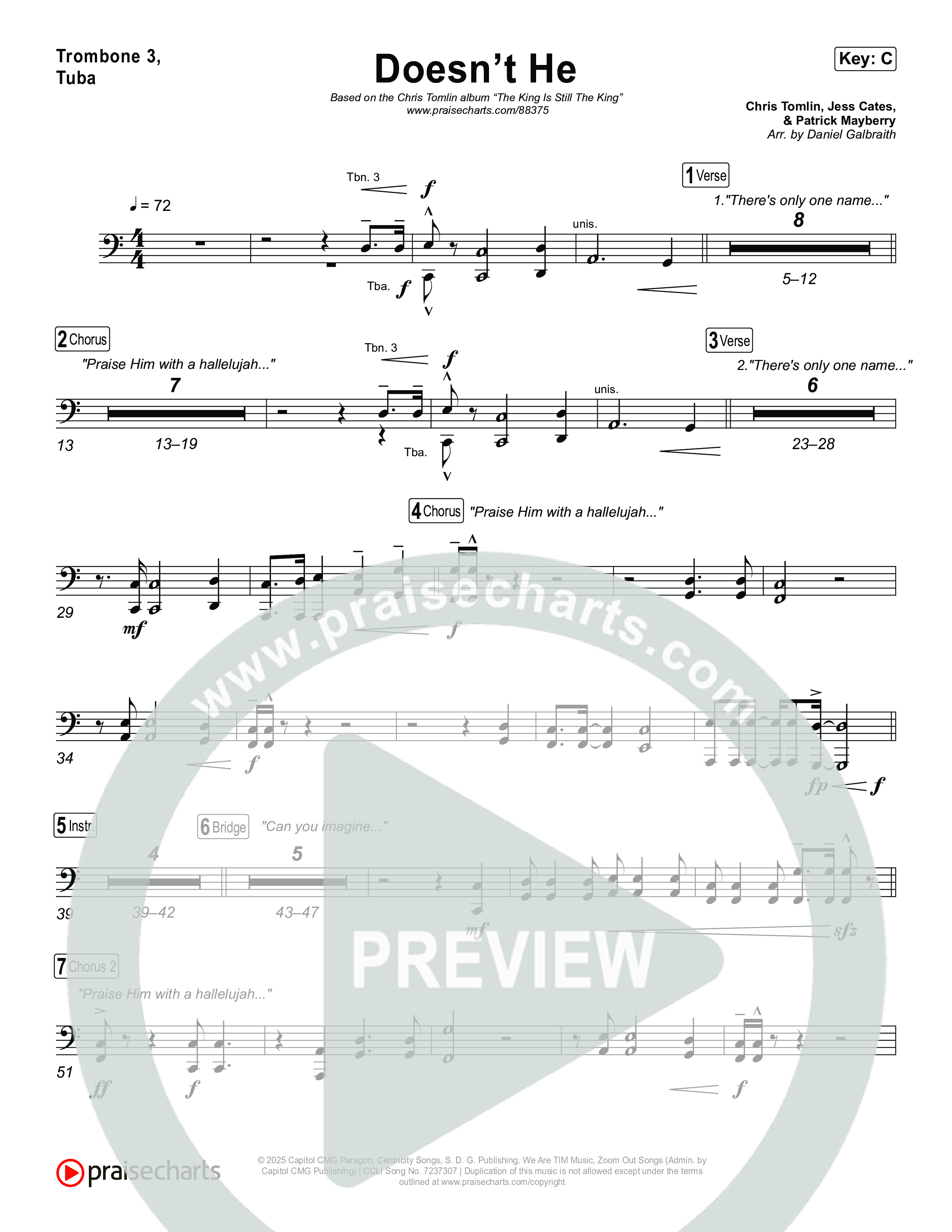 Doesn't He Trombone 3/Tuba (Chris Tomlin)