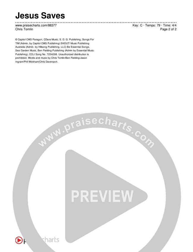 Jesus Saves Chords & Lyrics (Chris Tomlin)