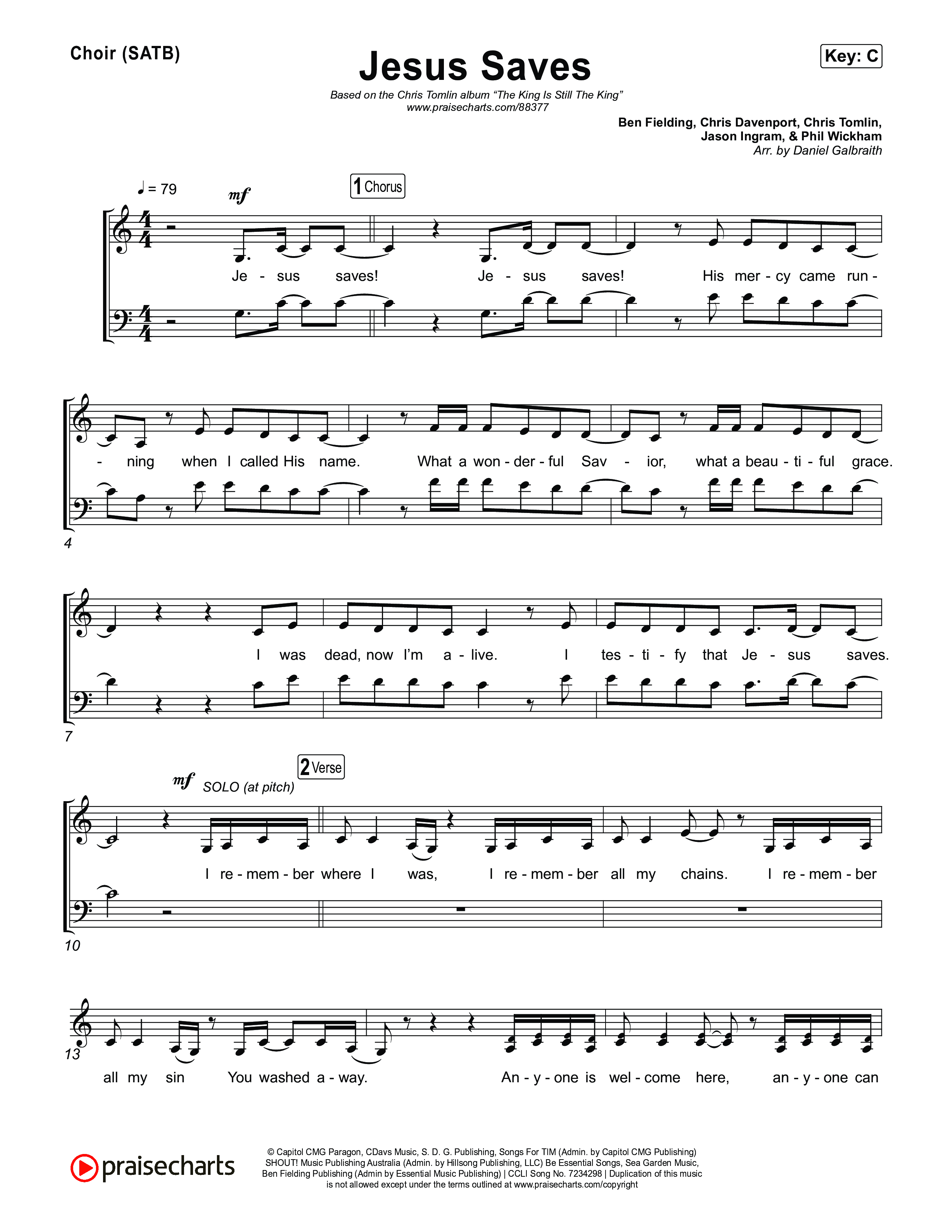 Jesus Saves Choir Sheet (SATB) (Chris Tomlin)