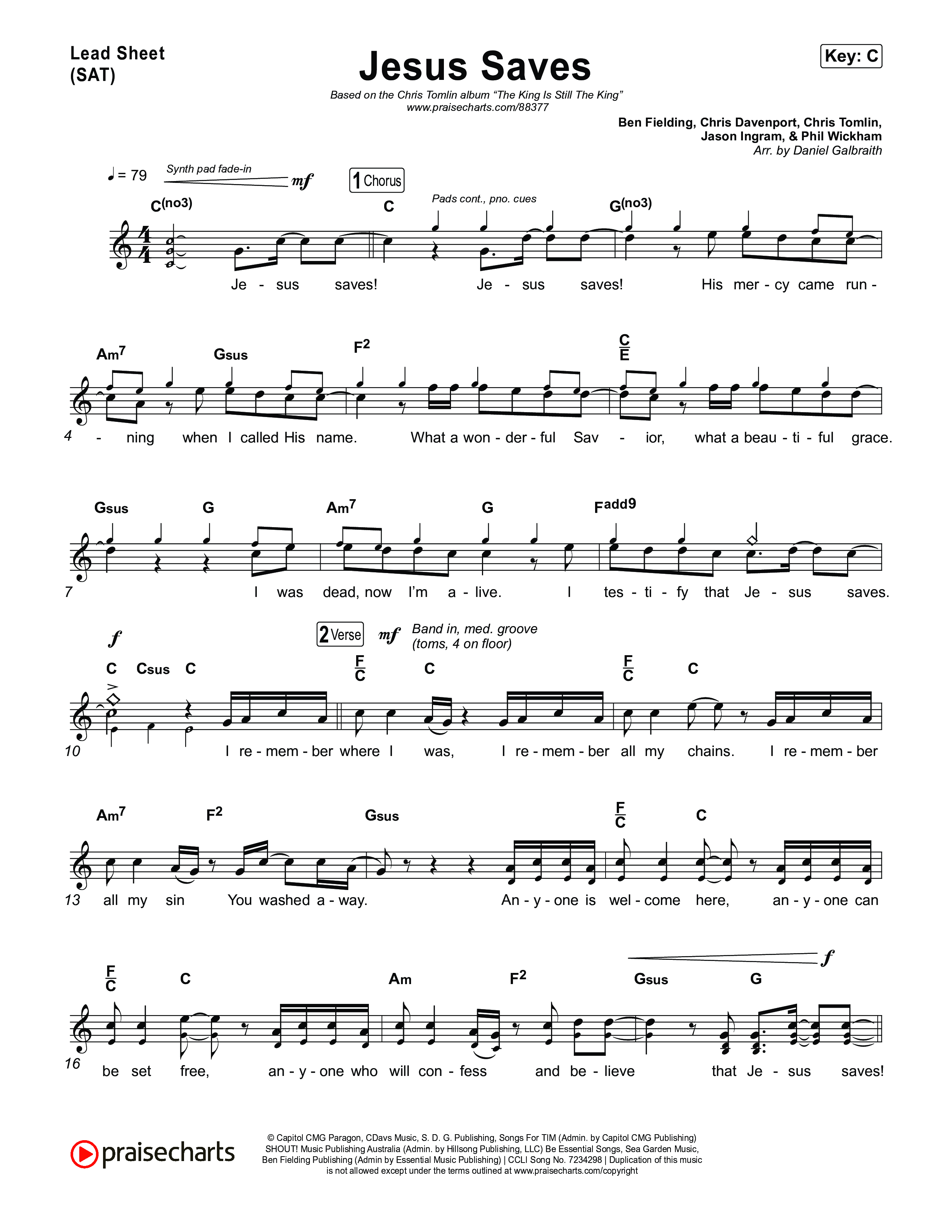 Jesus Saves Lead Sheet (SAT) (Chris Tomlin)
