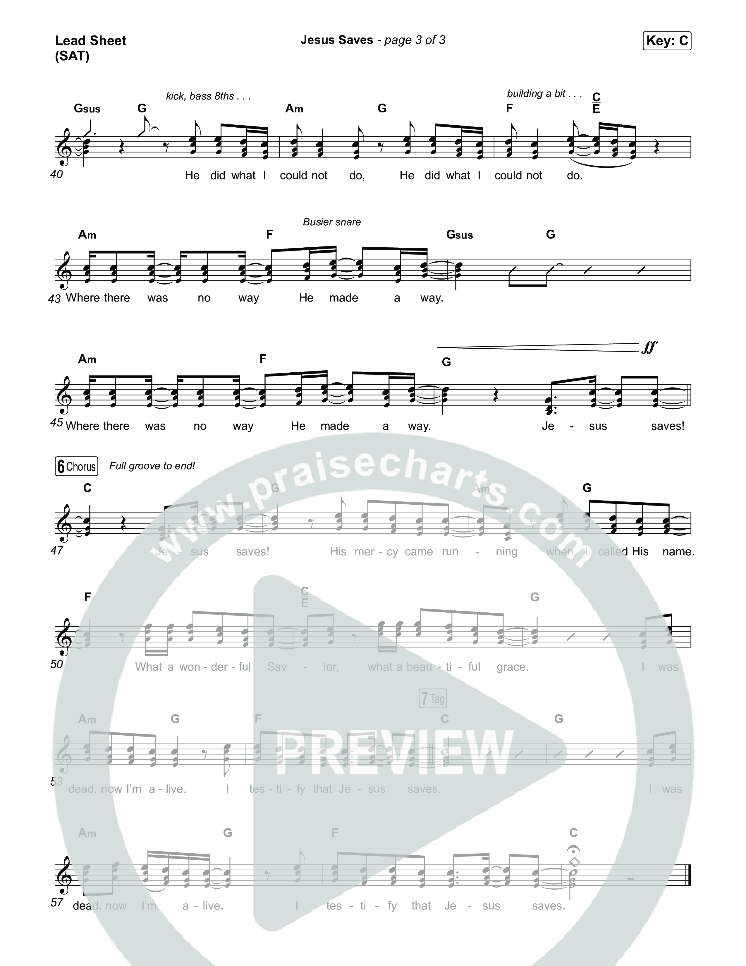 Jesus Saves Lead Sheet (SAT) (Chris Tomlin)