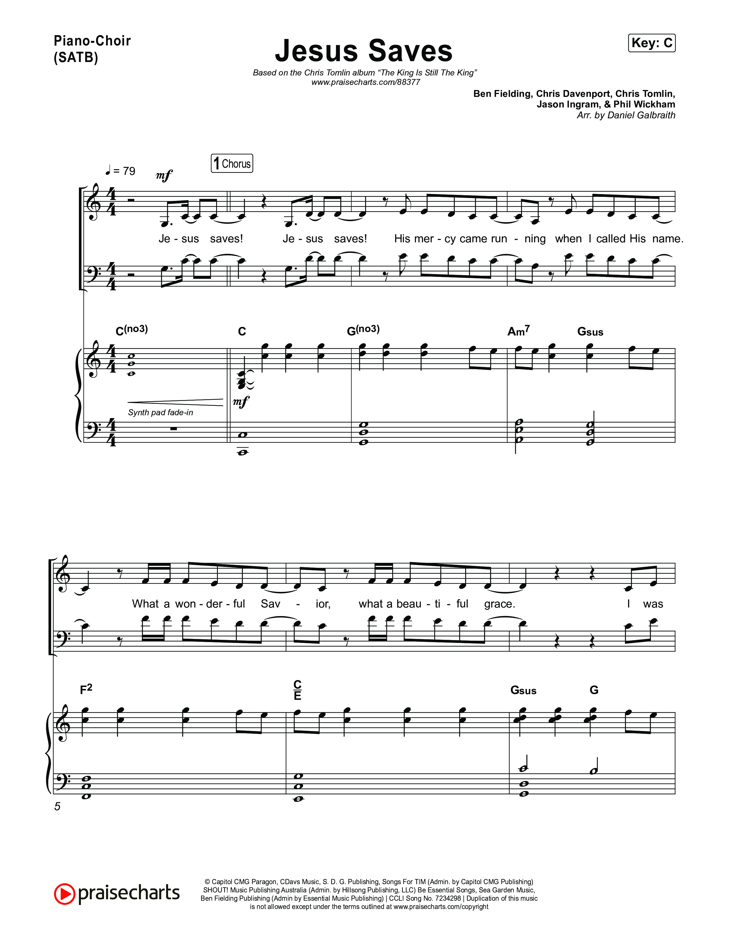 Jesus Saves Piano/Vocal Pack (Chris Tomlin)