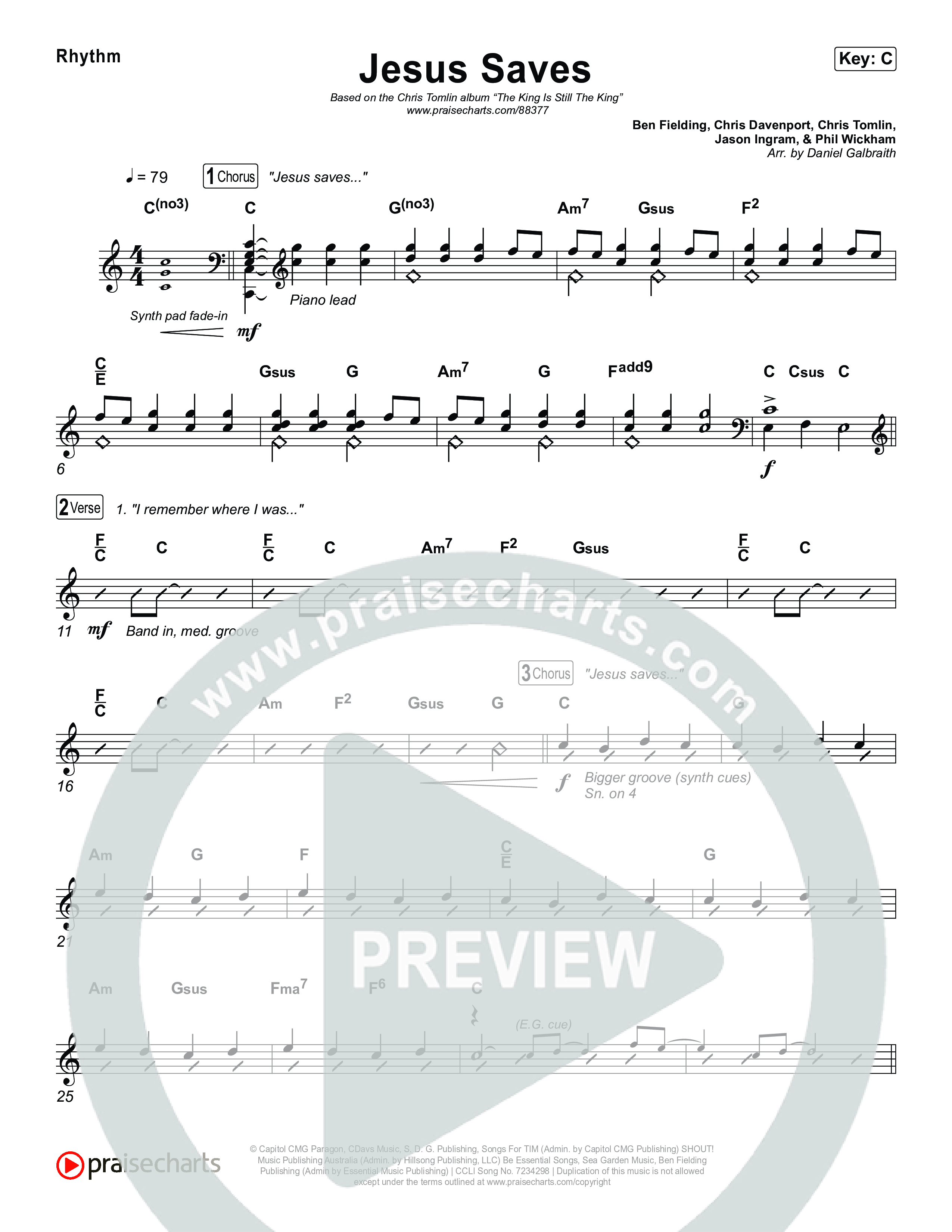 Jesus Saves Rhythm Chart (Chris Tomlin)