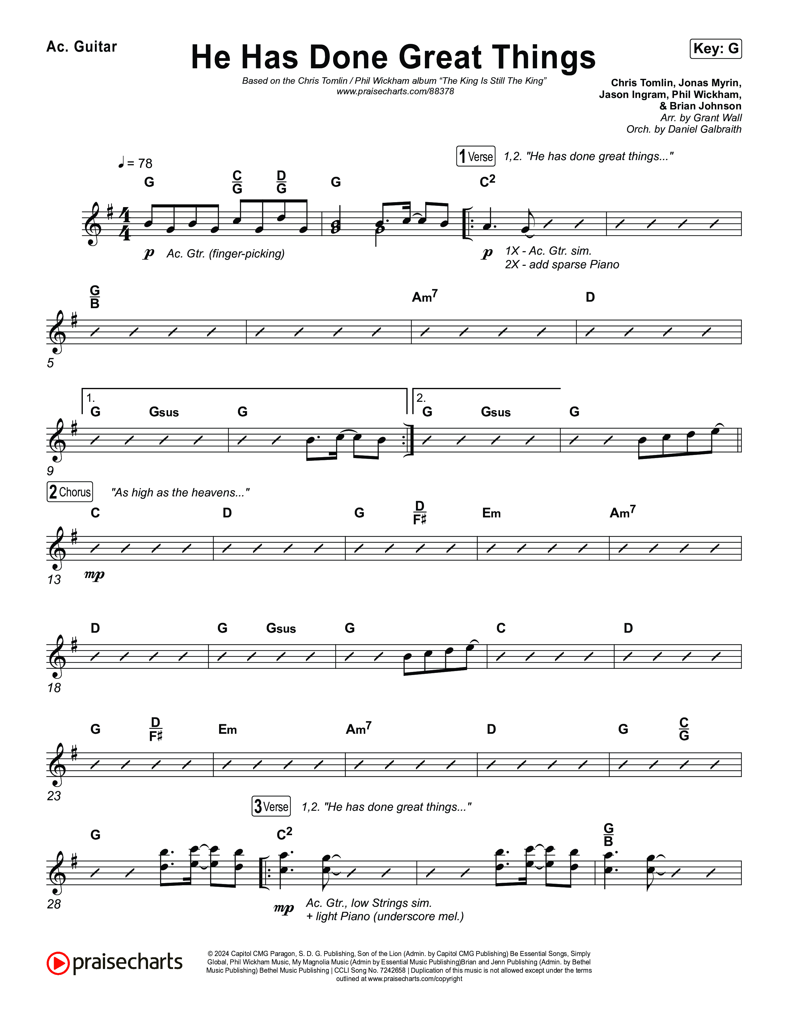 He Has Done Great Things Acoustic Guitar (Chris Tomlin / Phil Wickham)