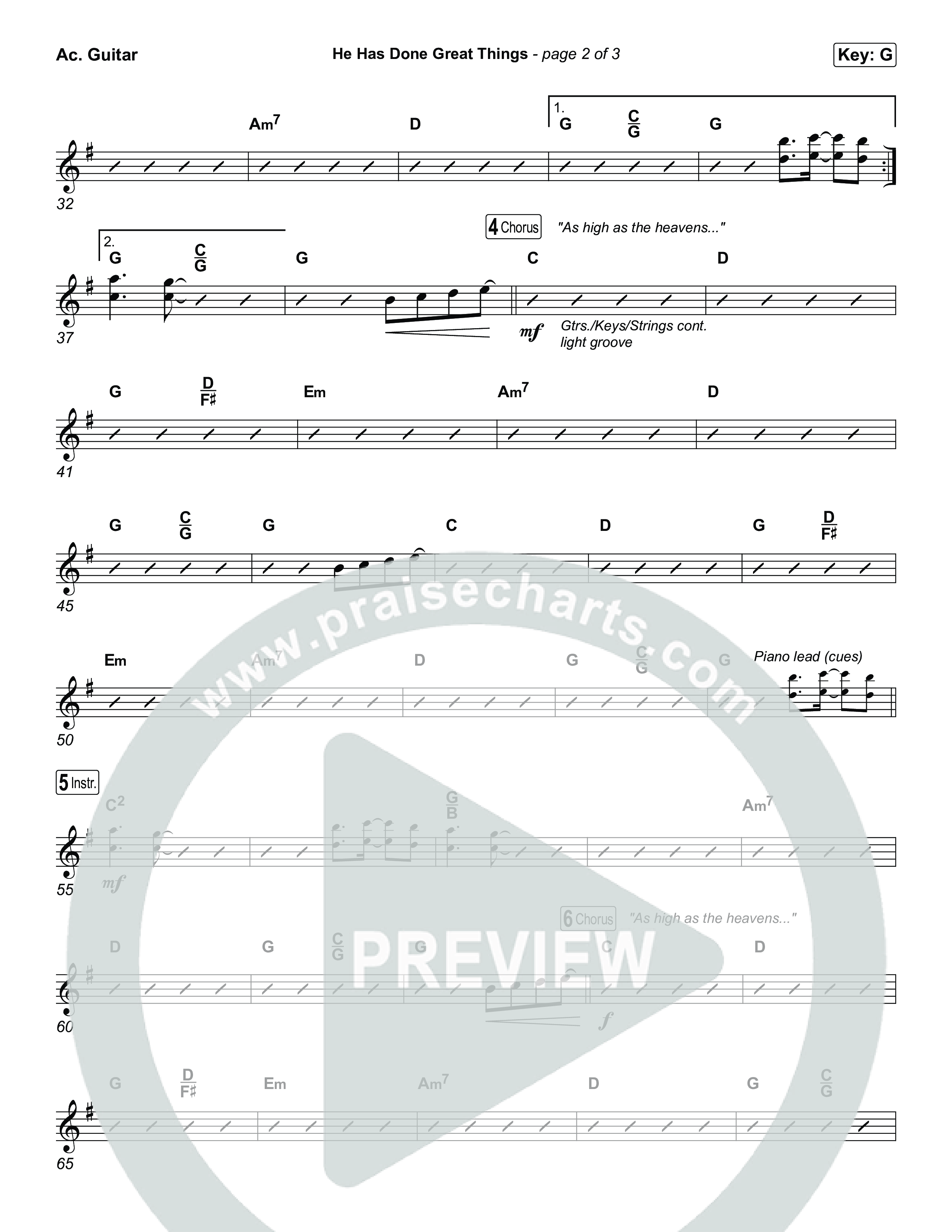 He Has Done Great Things Acoustic Guitar (Chris Tomlin / Phil Wickham)