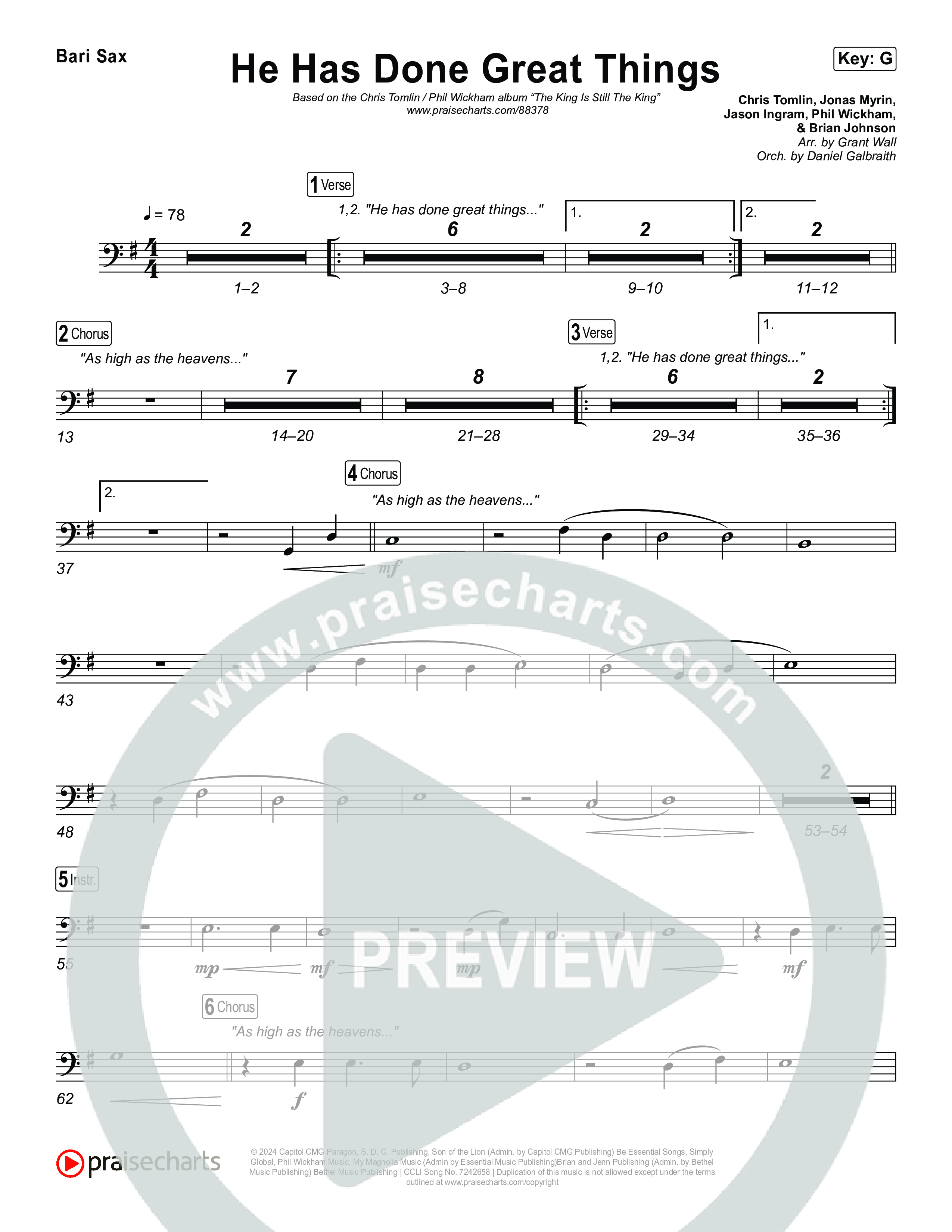 He Has Done Great Things Bari Sax (Chris Tomlin / Phil Wickham)