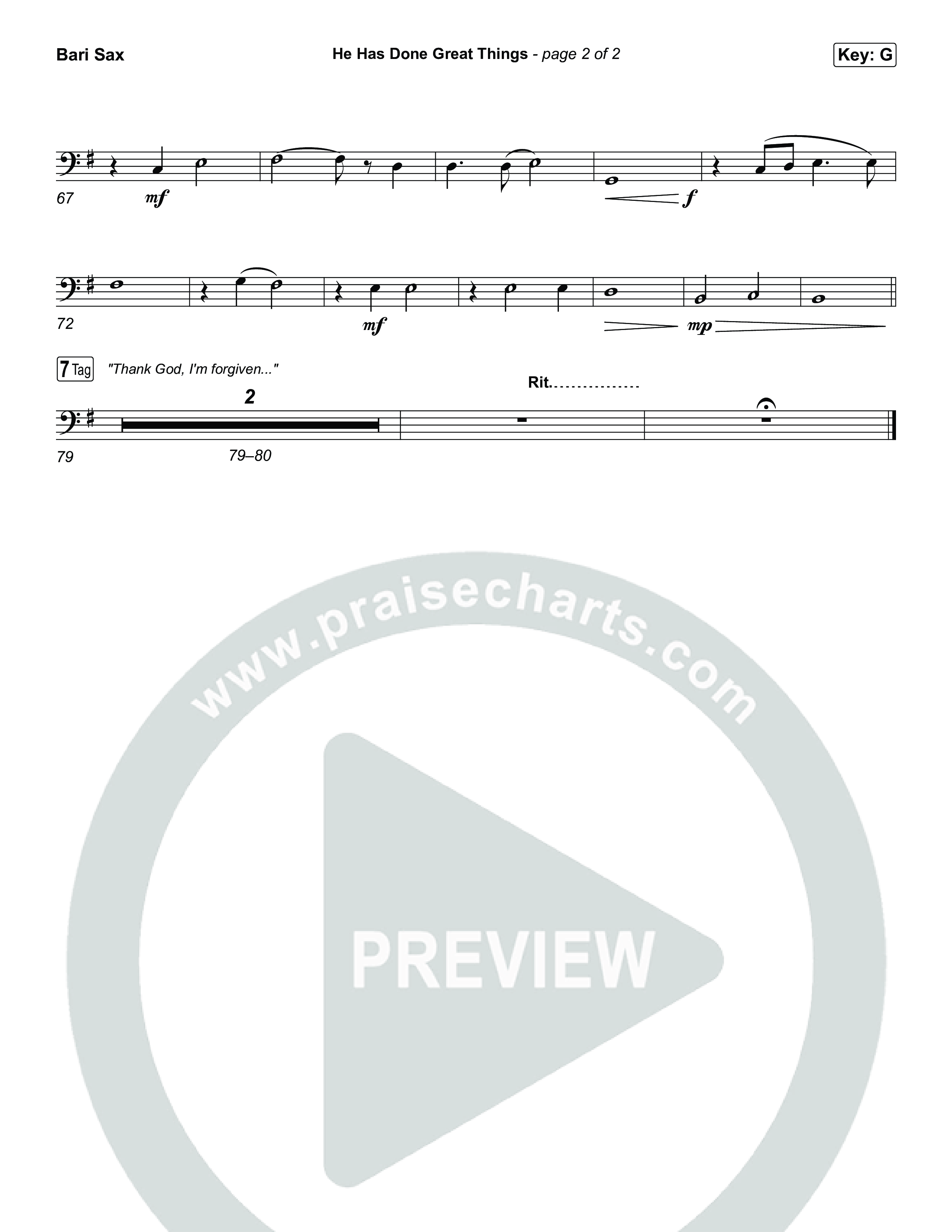 He Has Done Great Things Bari Sax (Chris Tomlin / Phil Wickham)