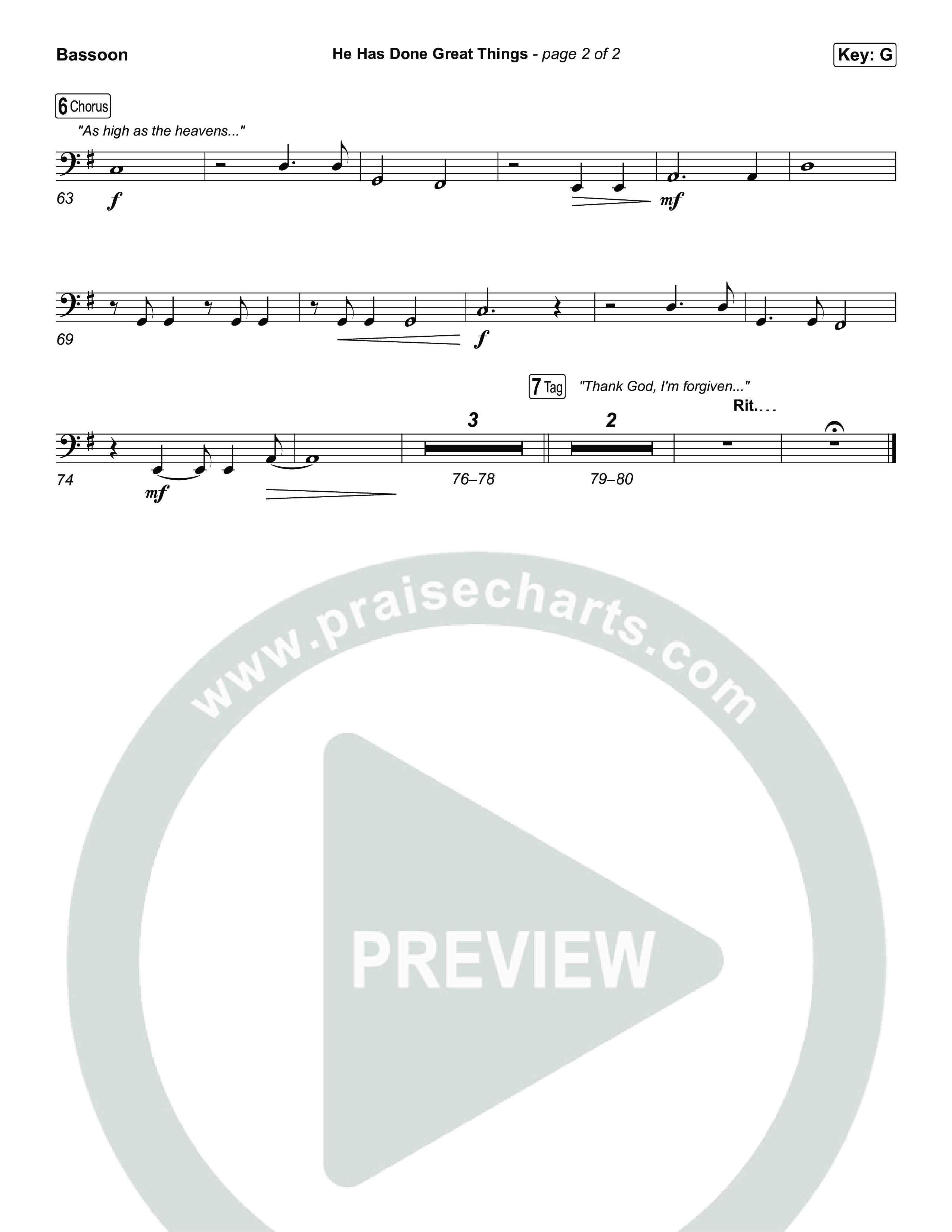 He Has Done Great Things Bassoon (Chris Tomlin / Phil Wickham)