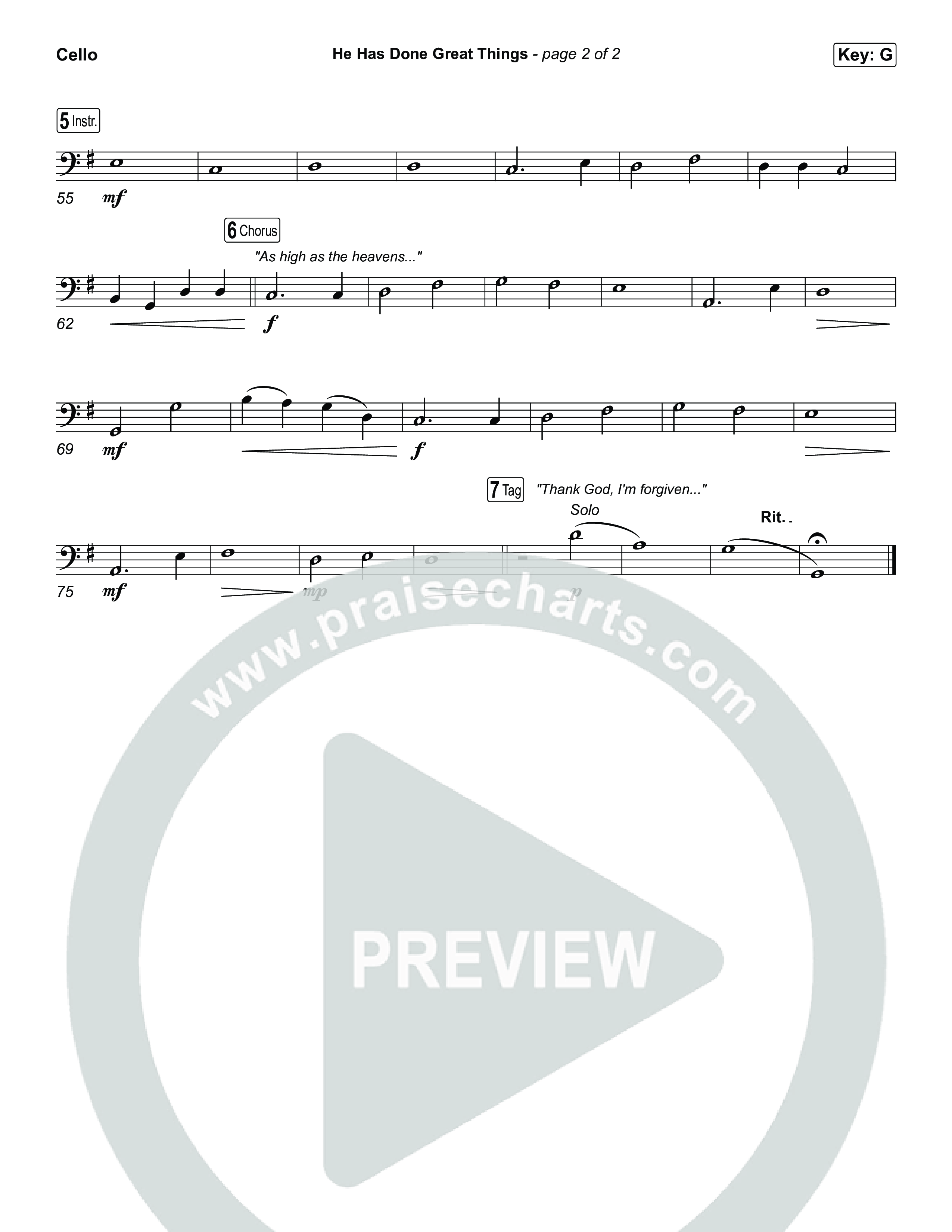 He Has Done Great Things Cello (Chris Tomlin / Phil Wickham)