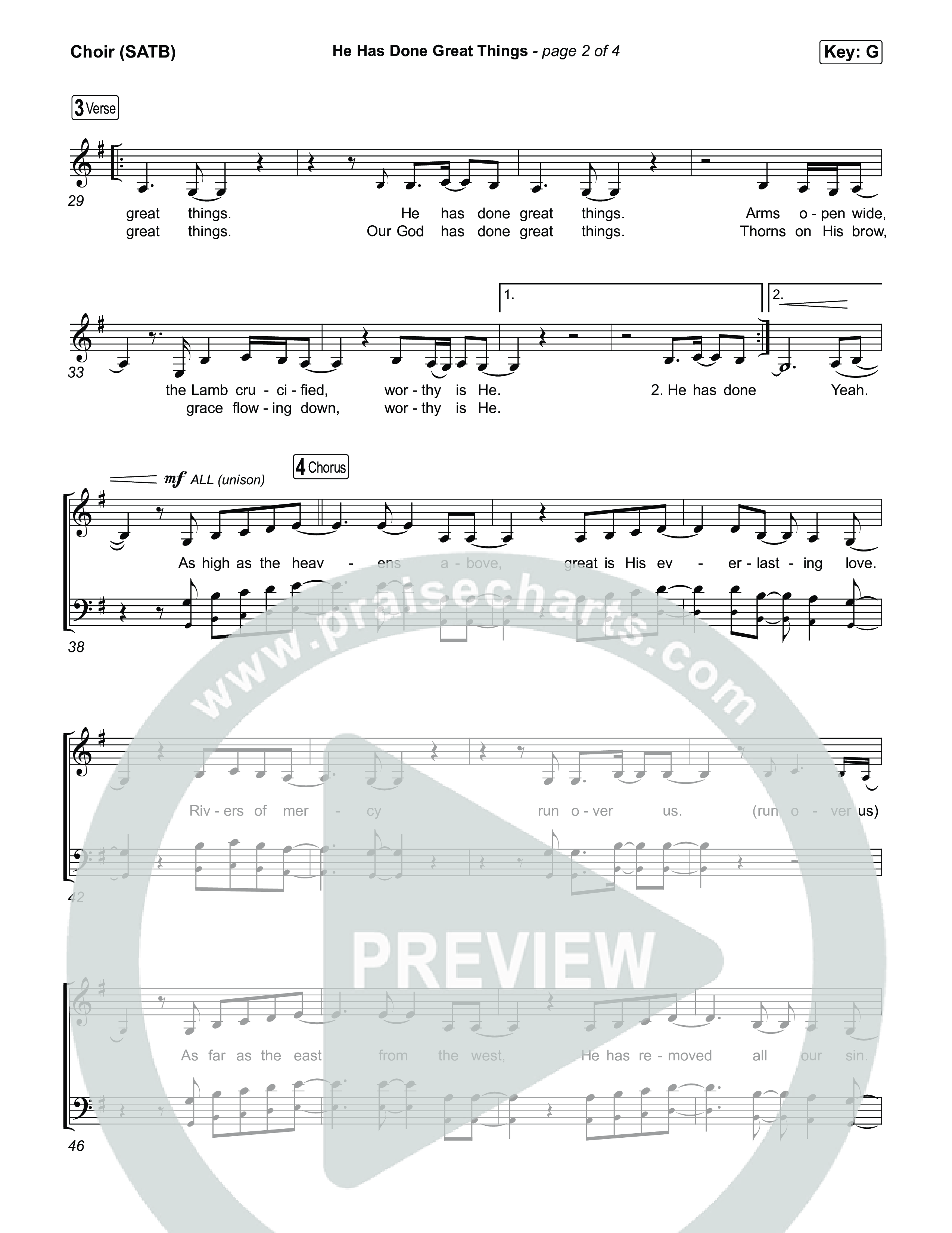 He Has Done Great Things Choir Sheet (SATB) (Chris Tomlin / Phil Wickham)