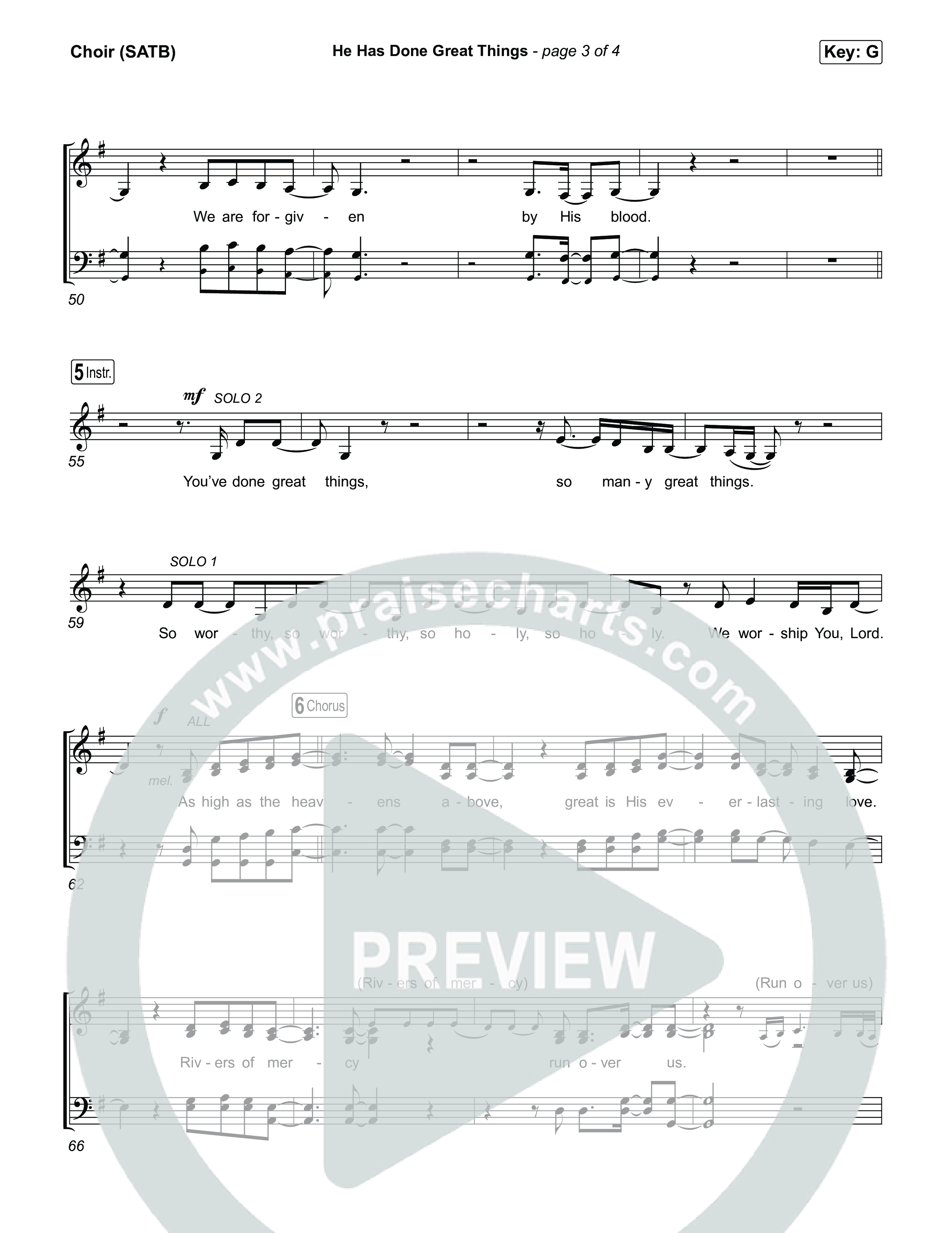 He Has Done Great Things Choir Sheet (SATB) (Chris Tomlin / Phil Wickham)