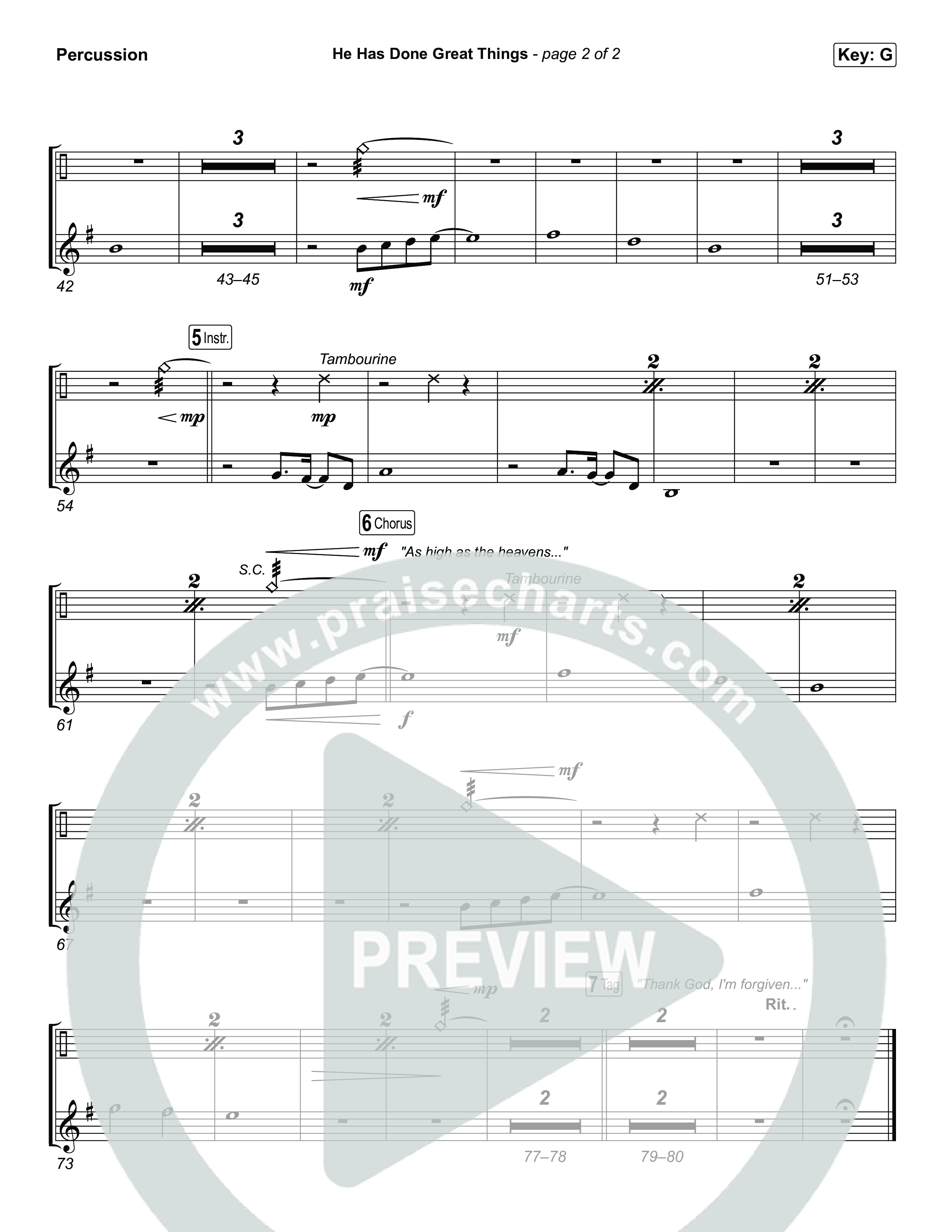 He Has Done Great Things Percussion (Chris Tomlin / Phil Wickham)