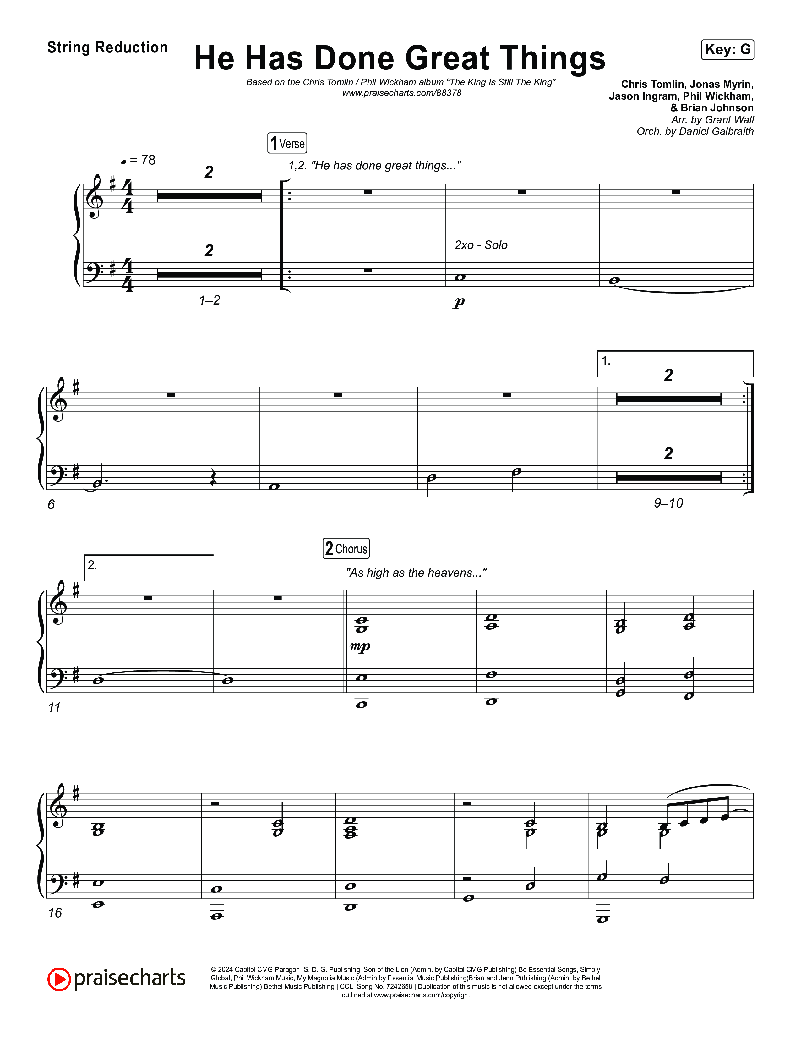 He Has Done Great Things String Reduction (Chris Tomlin / Phil Wickham)