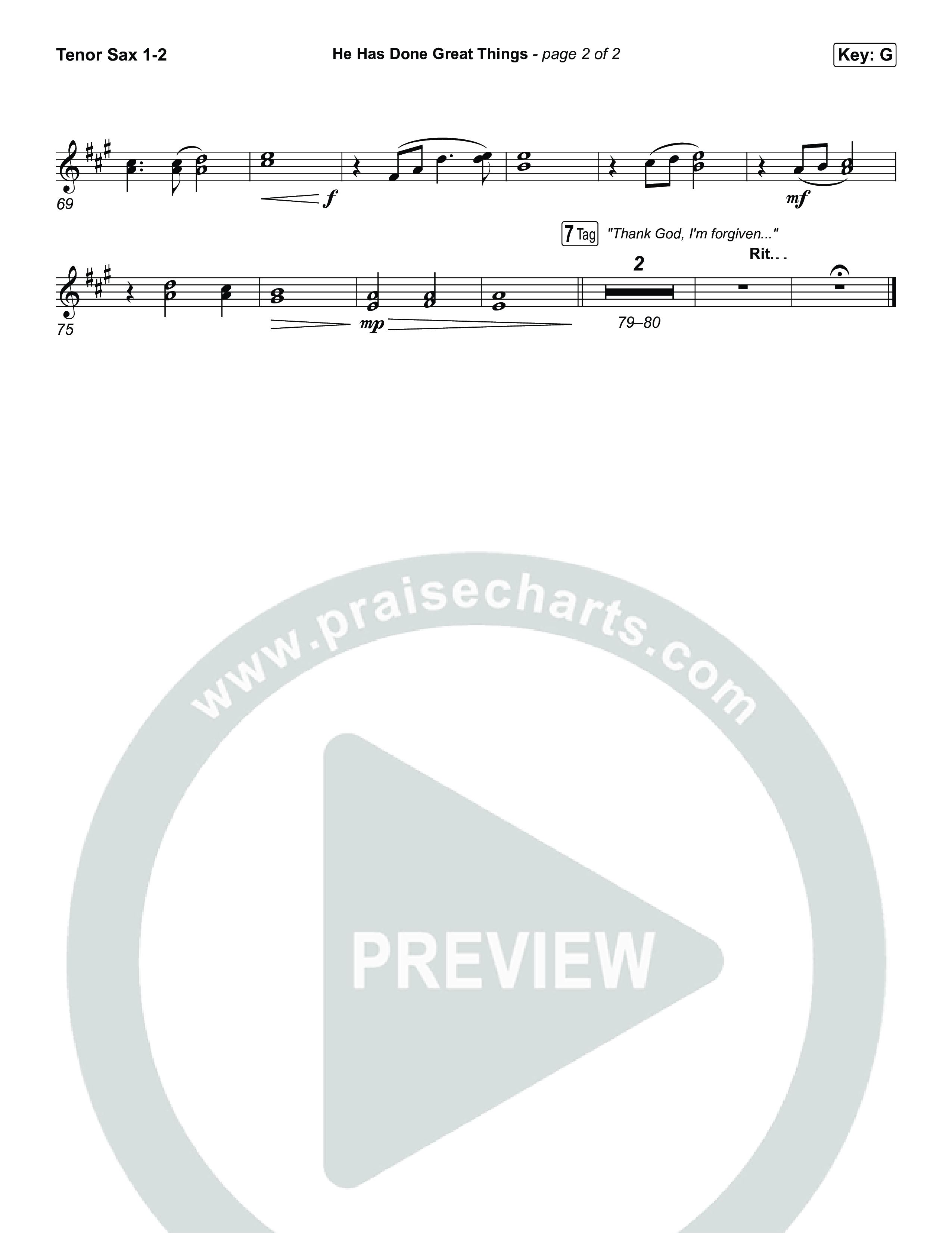 He Has Done Great Things Tenor Sax 1,2 (Chris Tomlin / Phil Wickham)