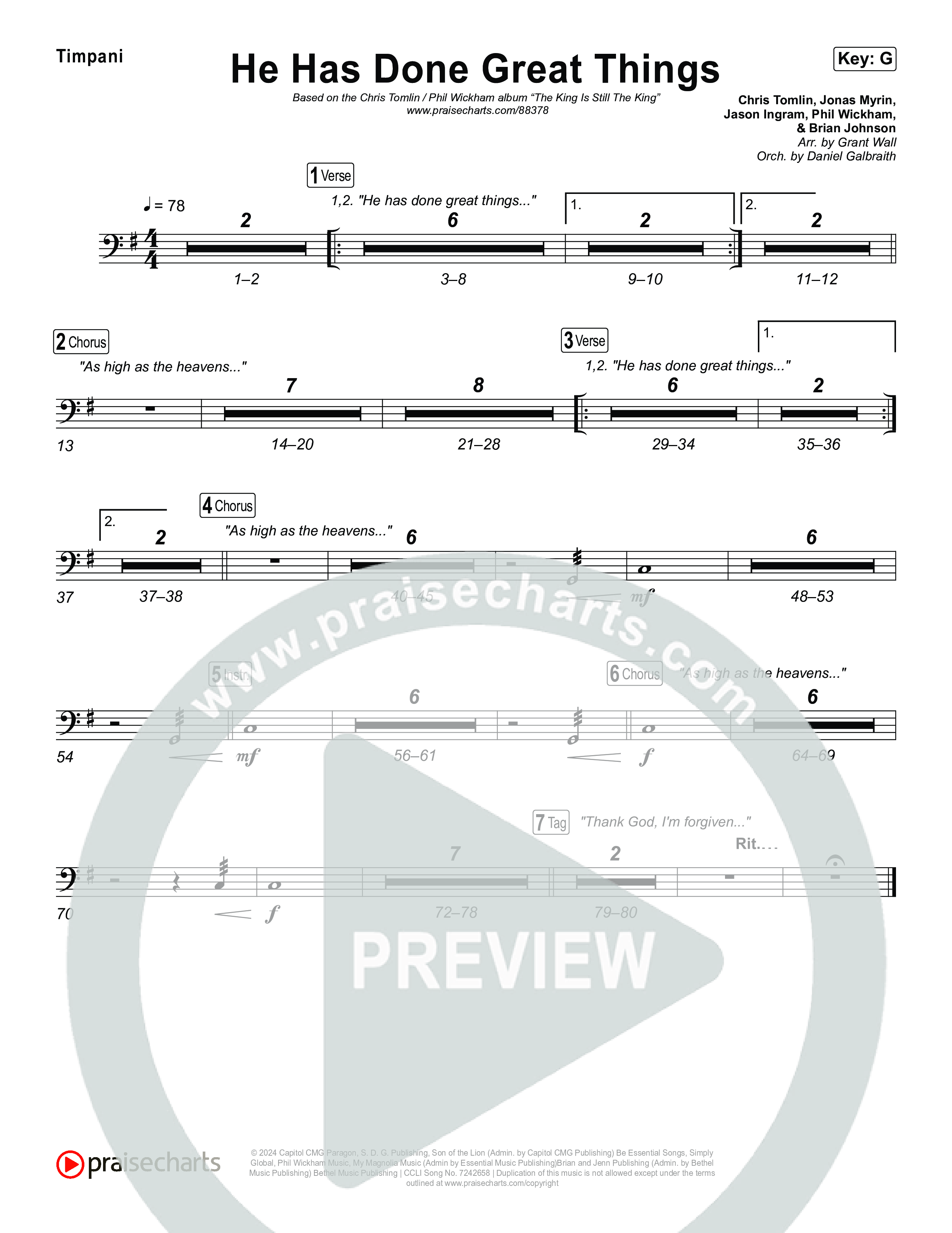 He Has Done Great Things Timpani (Chris Tomlin / Phil Wickham)