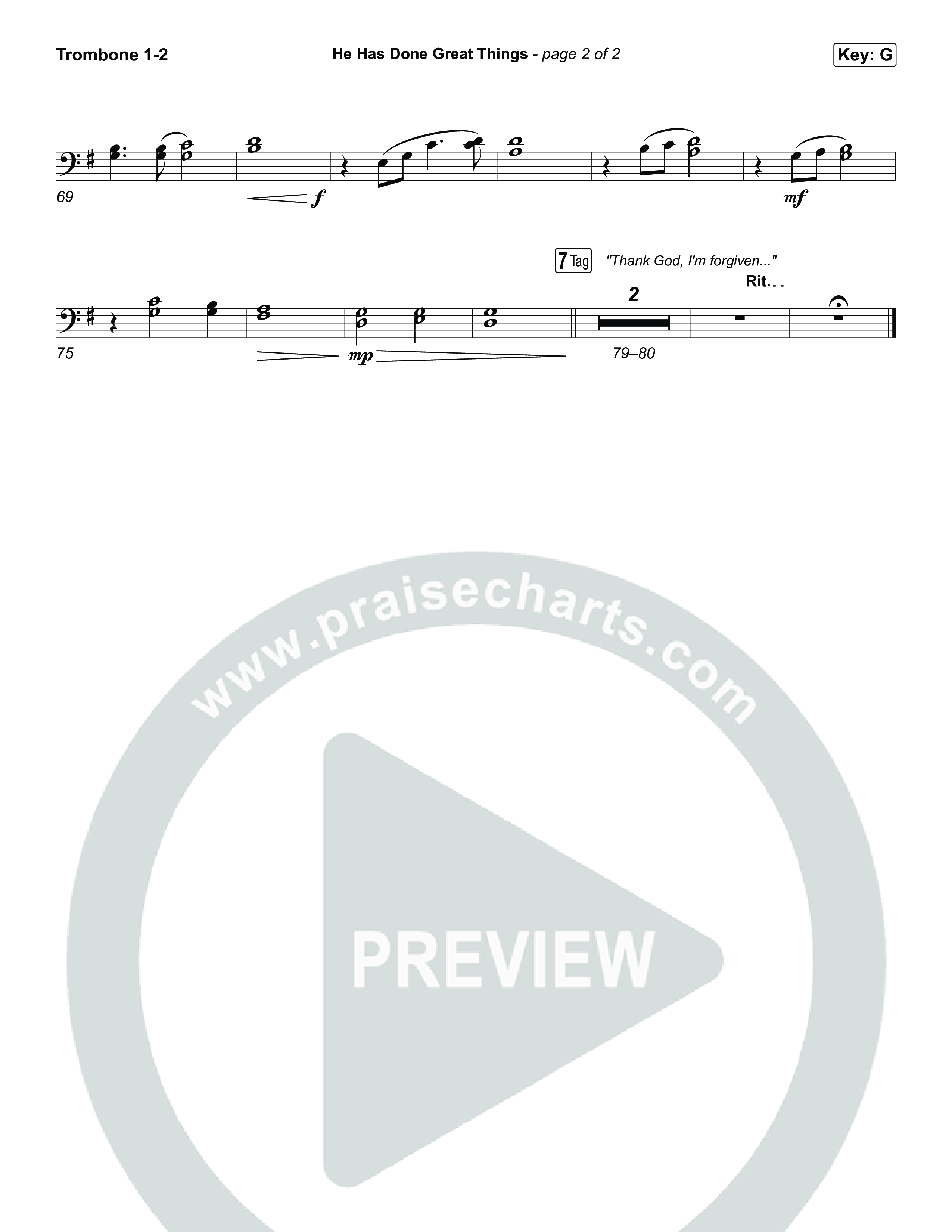 He Has Done Great Things Trombone 1,2 (Chris Tomlin / Phil Wickham)