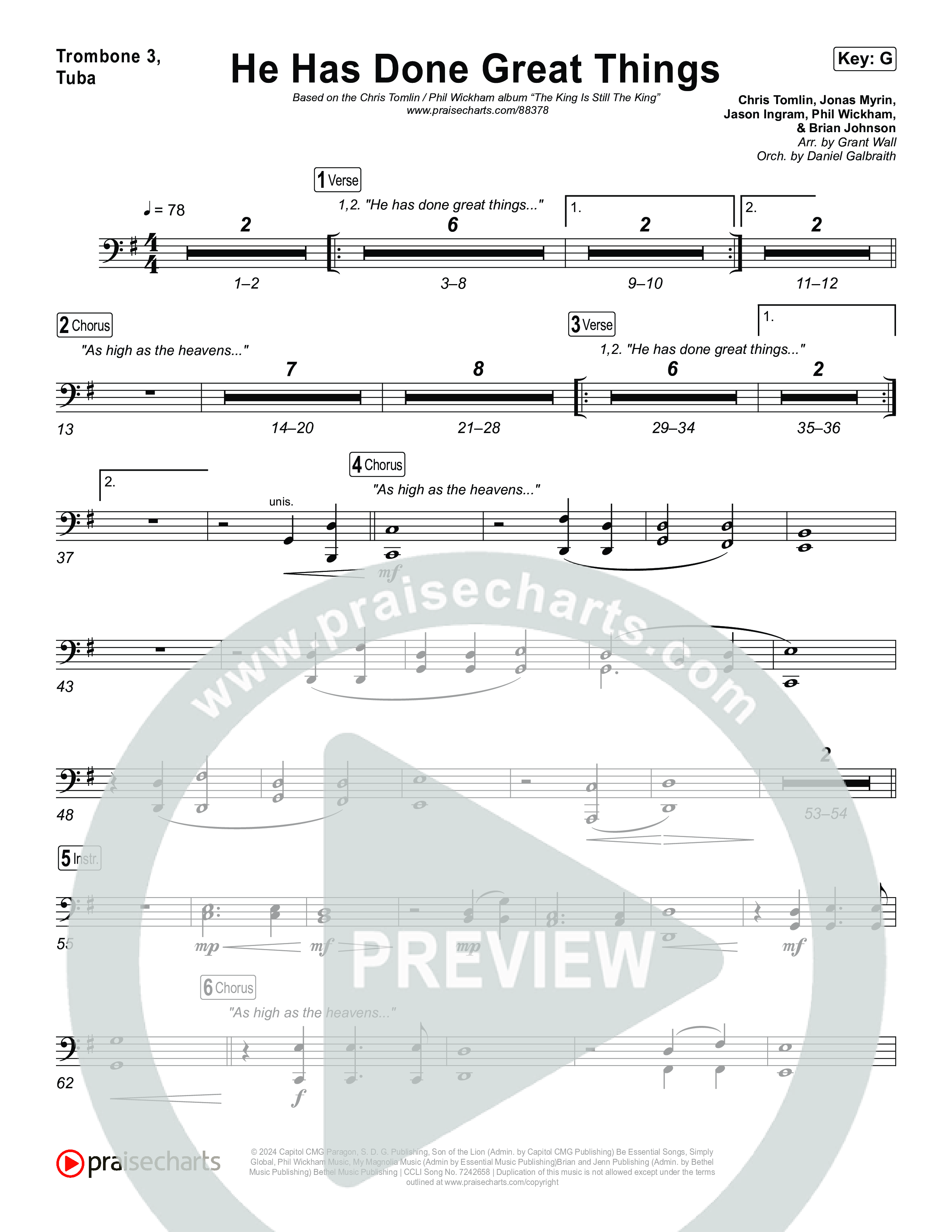 He Has Done Great Things Trombone 1,2 (Chris Tomlin / Phil Wickham)