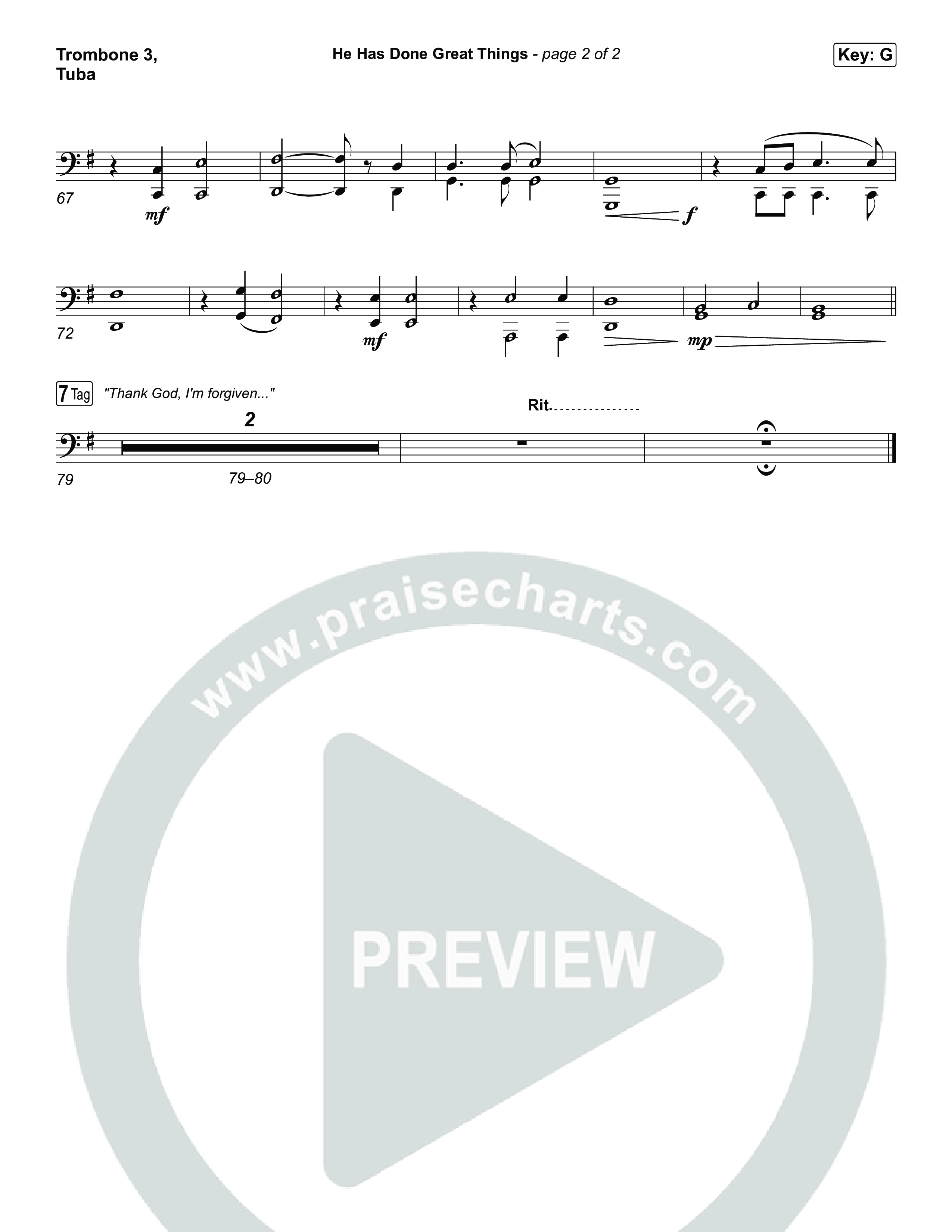 He Has Done Great Things Trombone 3/Tuba (Chris Tomlin / Phil Wickham)