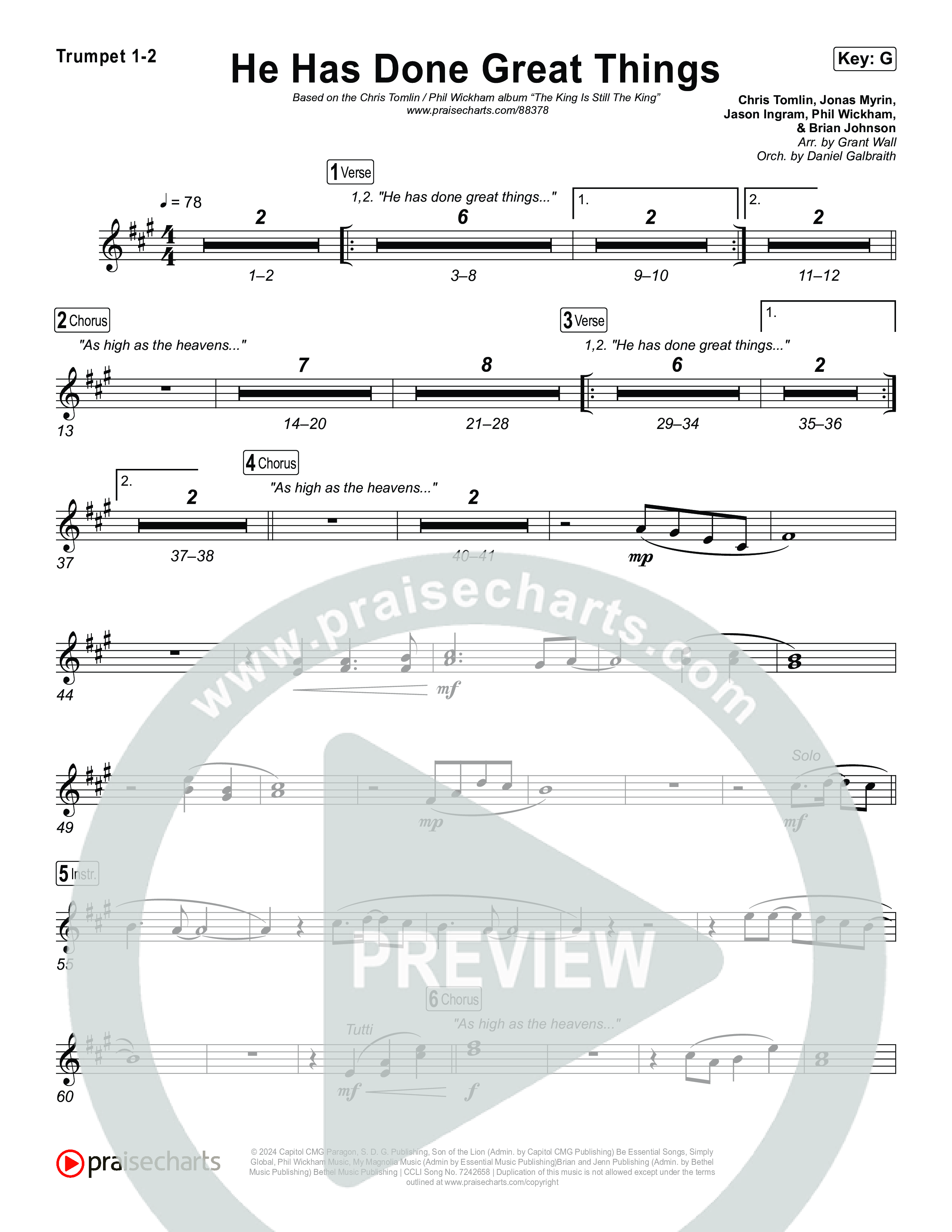 He Has Done Great Things Trumpet 1,2 (Chris Tomlin / Phil Wickham)