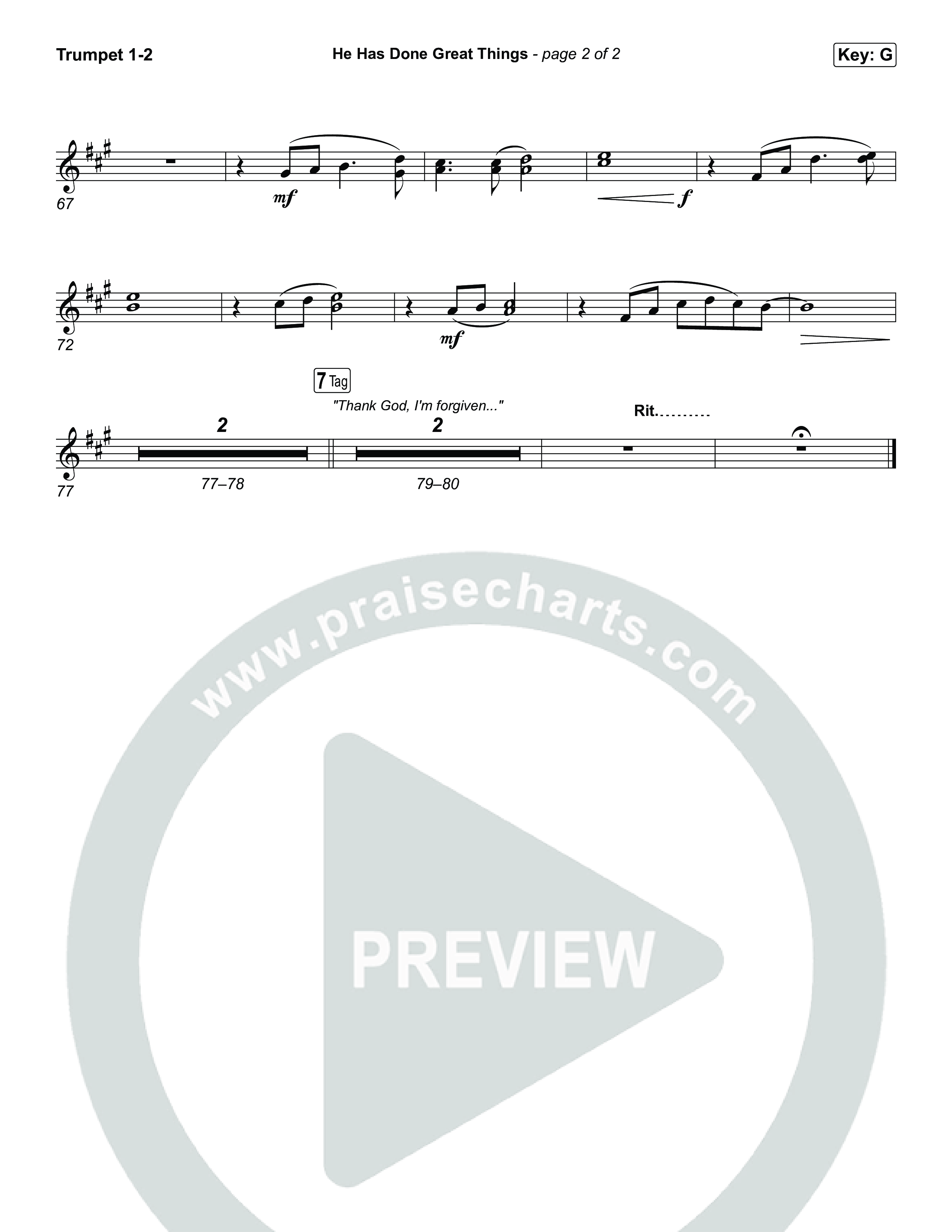 He Has Done Great Things Trumpet 1,2 (Chris Tomlin / Phil Wickham)