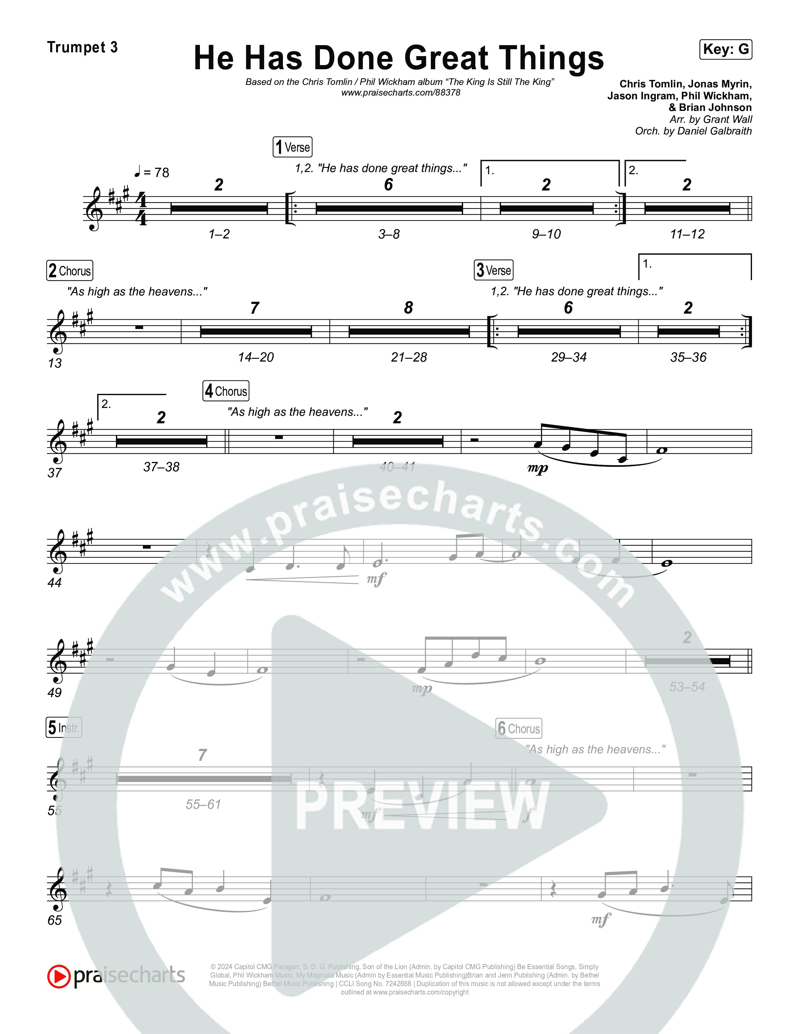 He Has Done Great Things Trumpet 3 (Chris Tomlin / Phil Wickham)