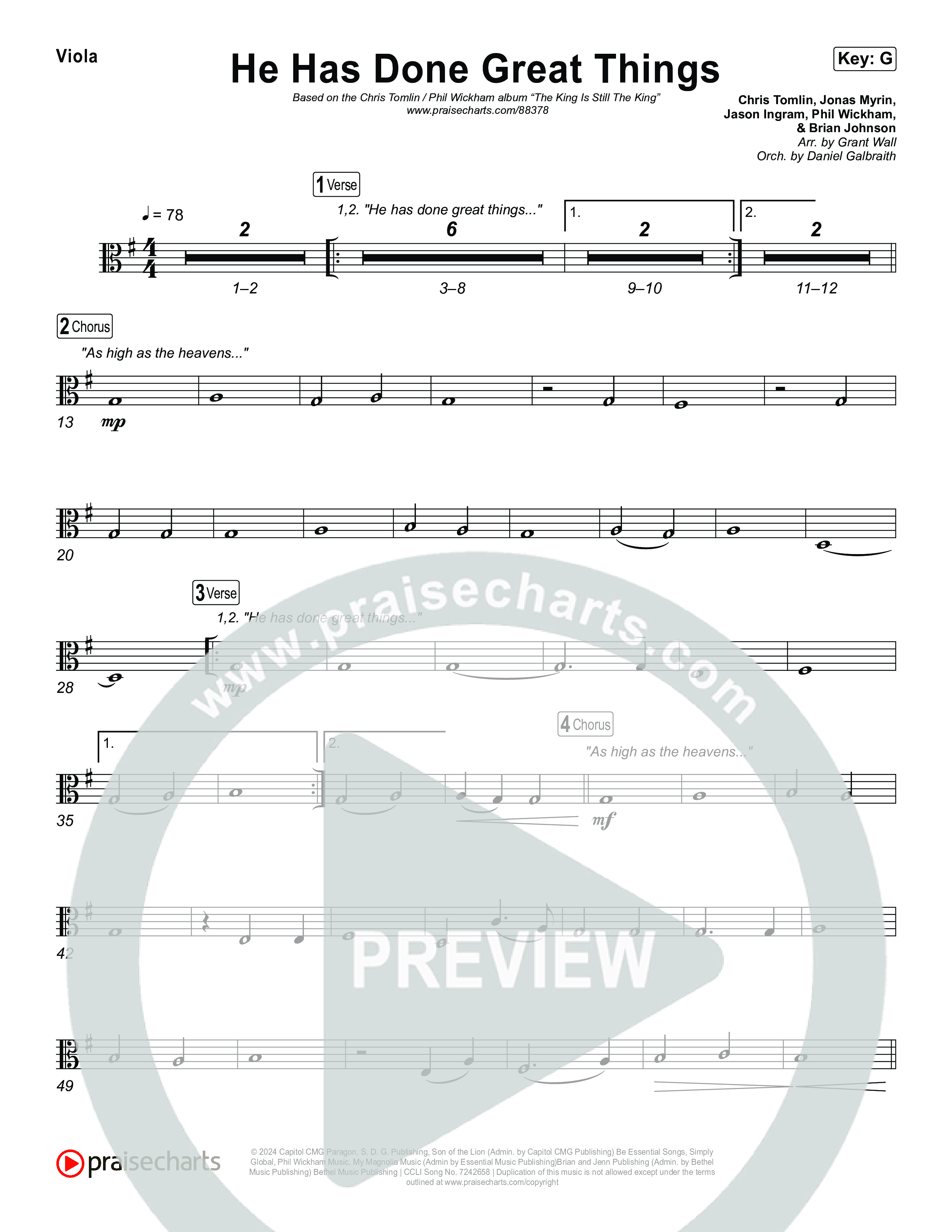 He Has Done Great Things String Pack (Chris Tomlin / Phil Wickham)