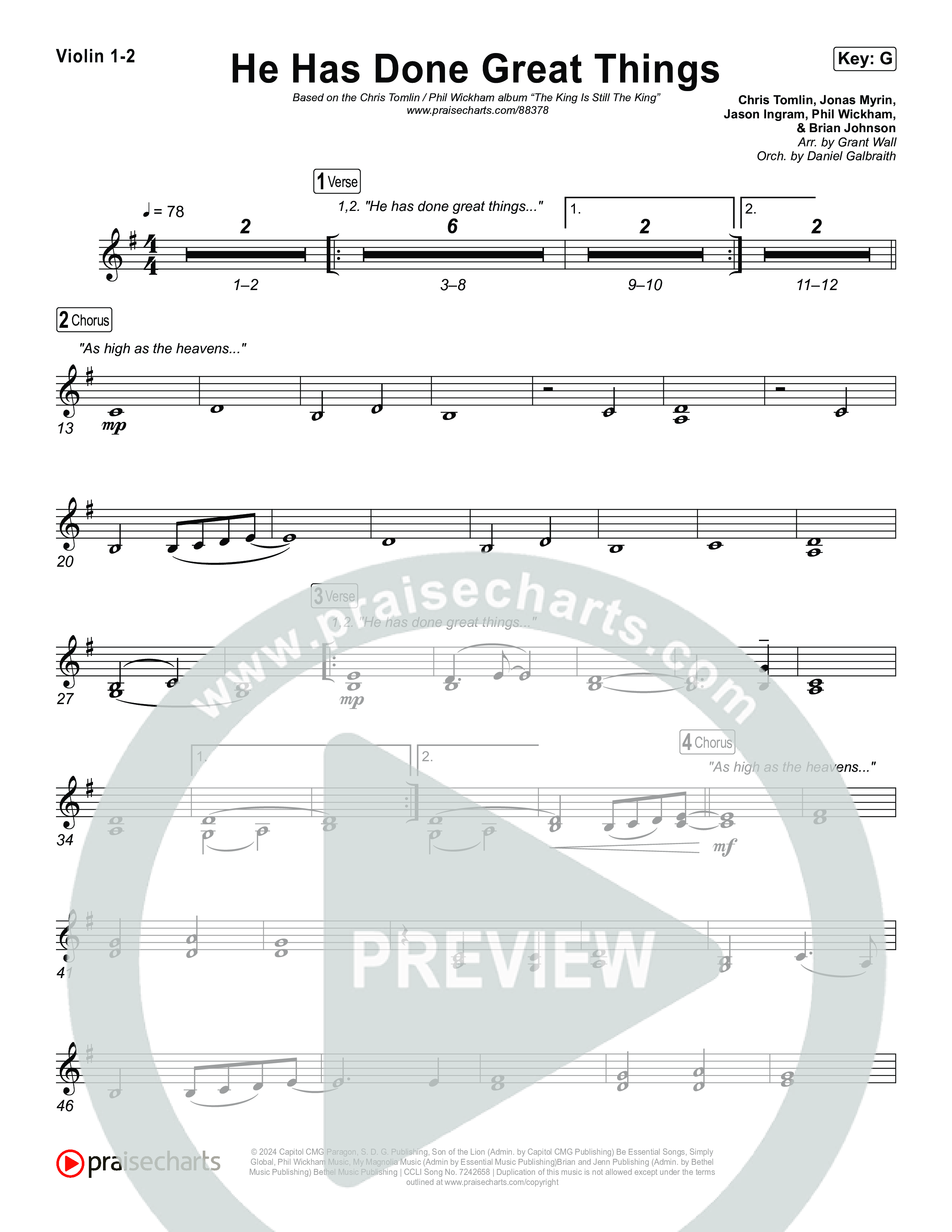 He Has Done Great Things String Pack (Chris Tomlin / Phil Wickham)