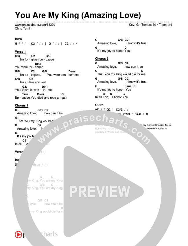 You Are My King (Amazing Love) Chords & Lyrics (Chris Tomlin)