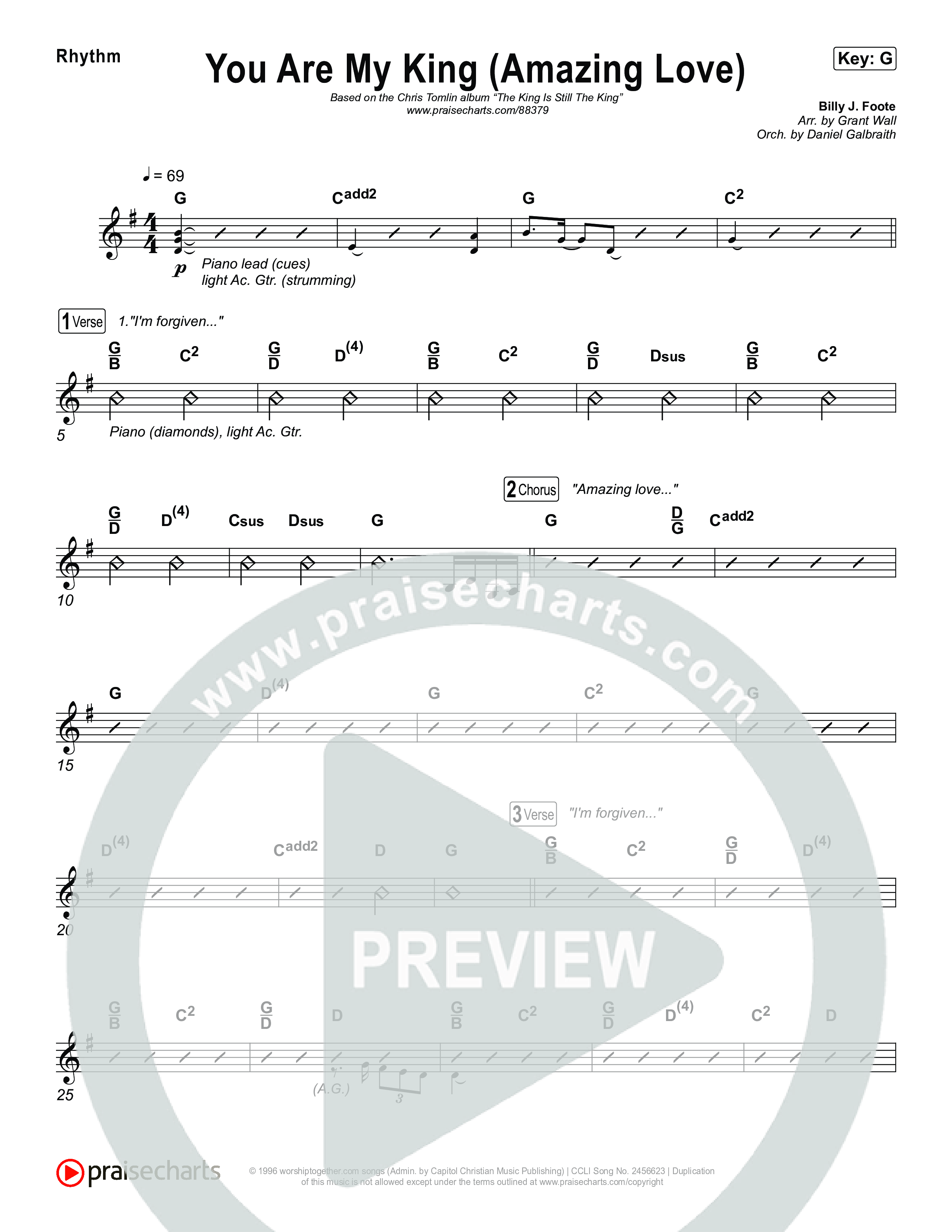 You Are My King (Amazing Love) Rhythm Chart (Chris Tomlin)