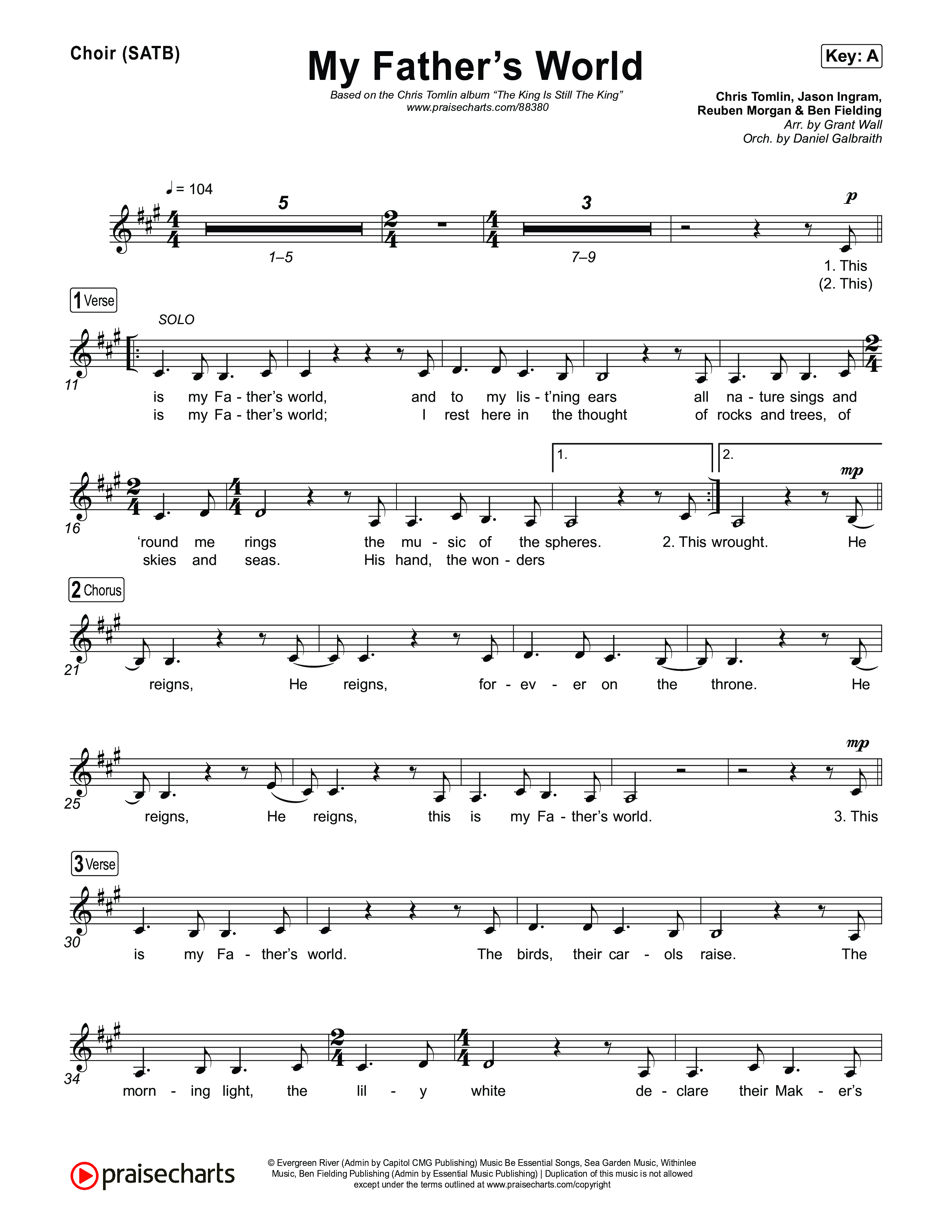 My Father's World Choir Sheet (SATB) (Chris Tomlin)