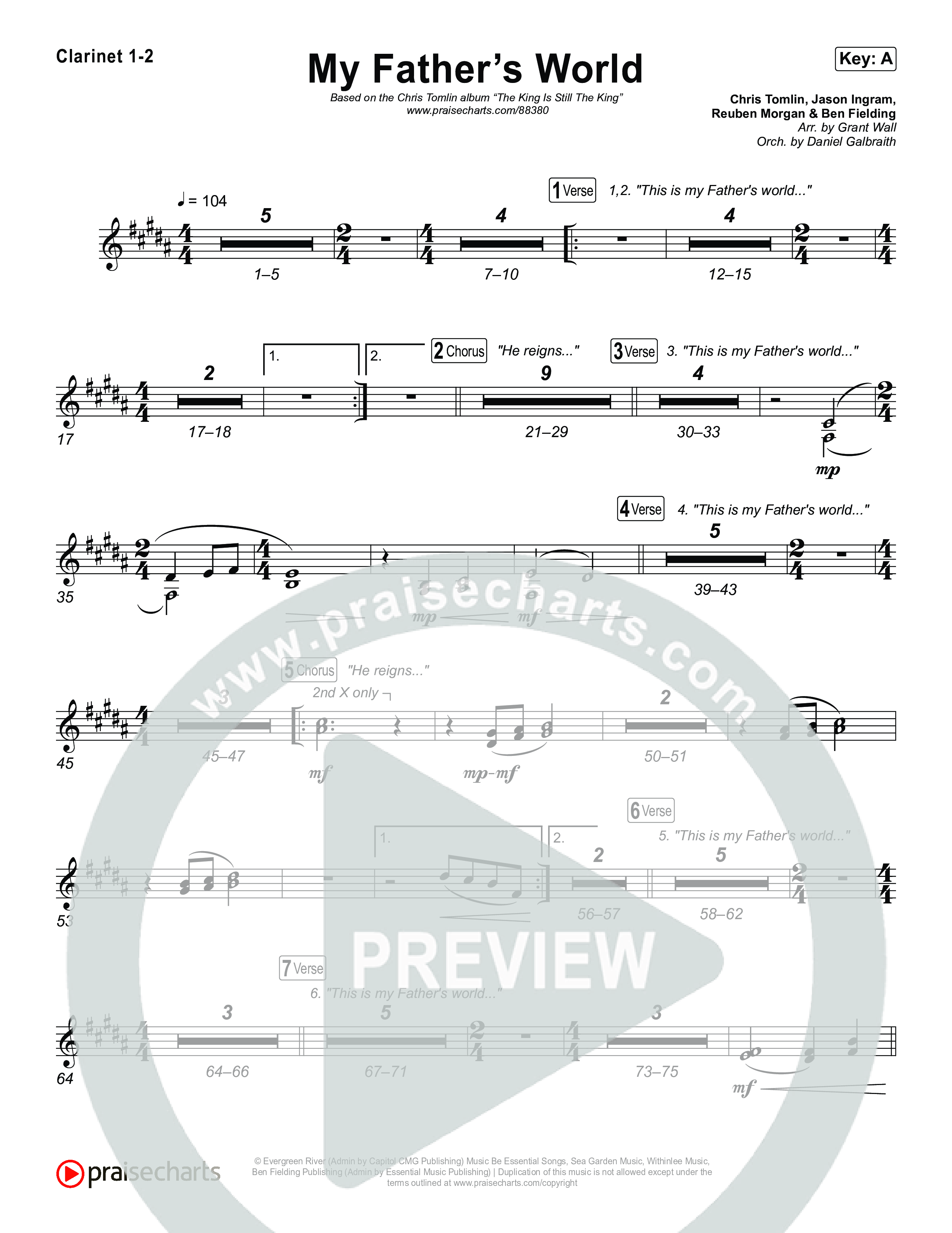My Father's World Clarinet 1/2 (Chris Tomlin)