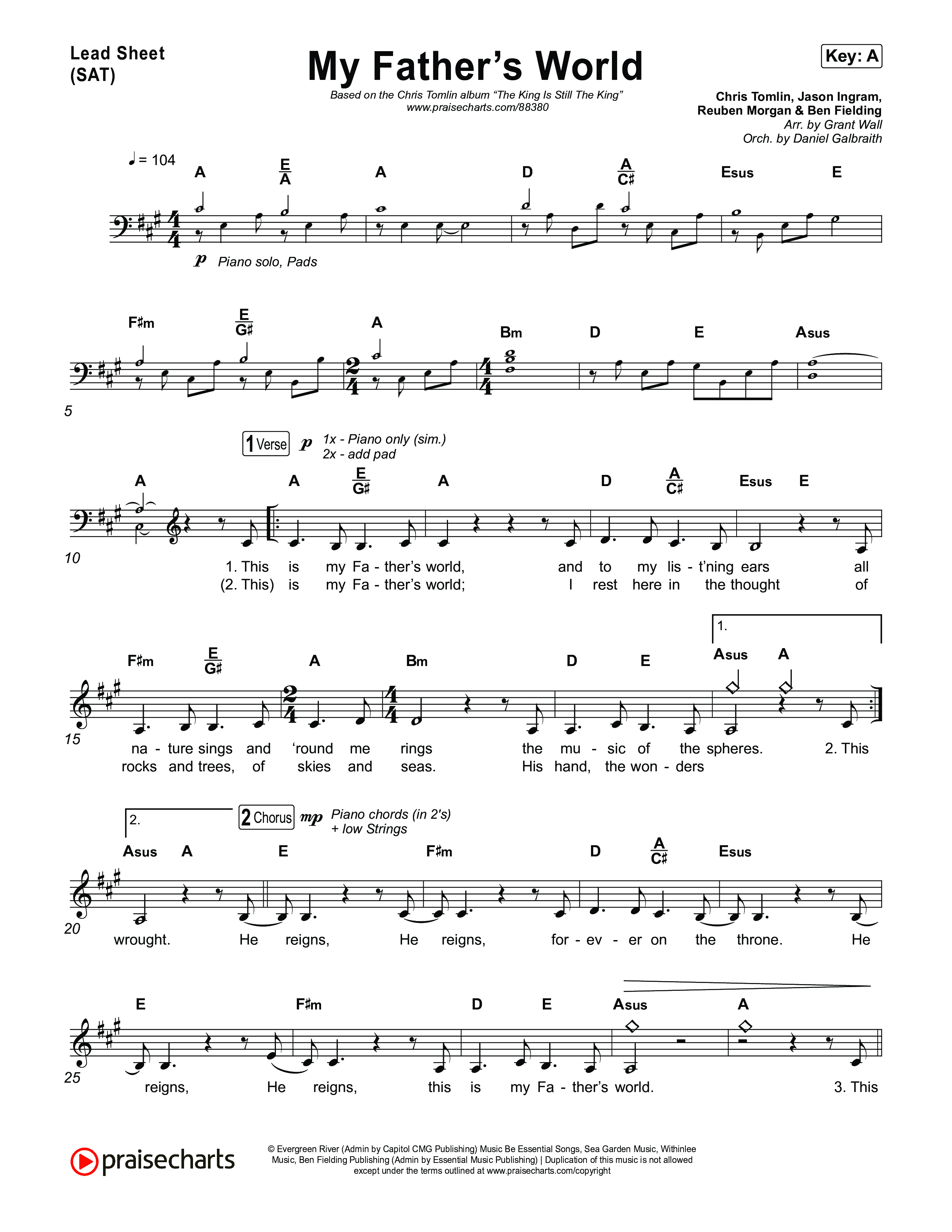 My Father's World Lead Sheet (SAT) (Chris Tomlin)