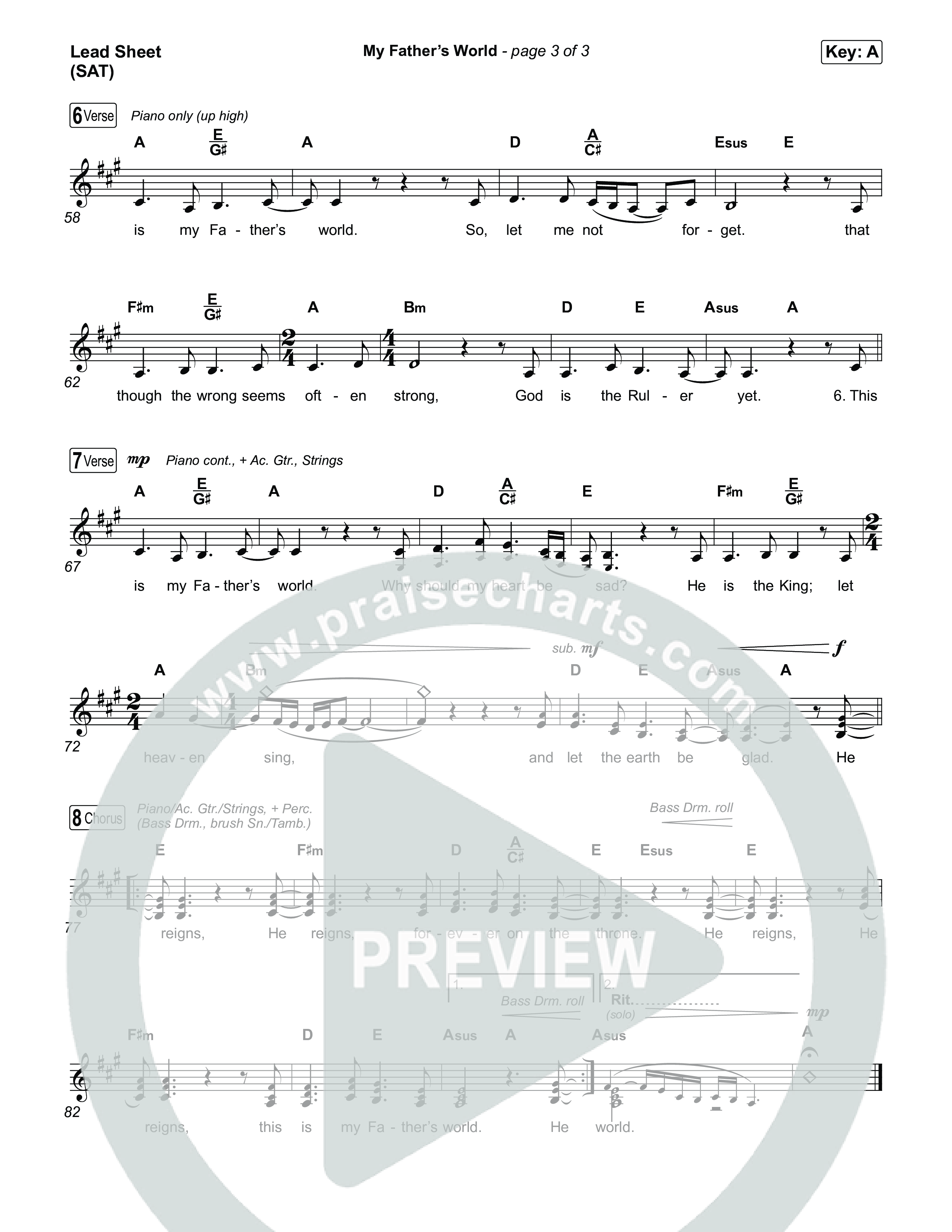 My Father's World Lead Sheet (SAT) (Chris Tomlin)