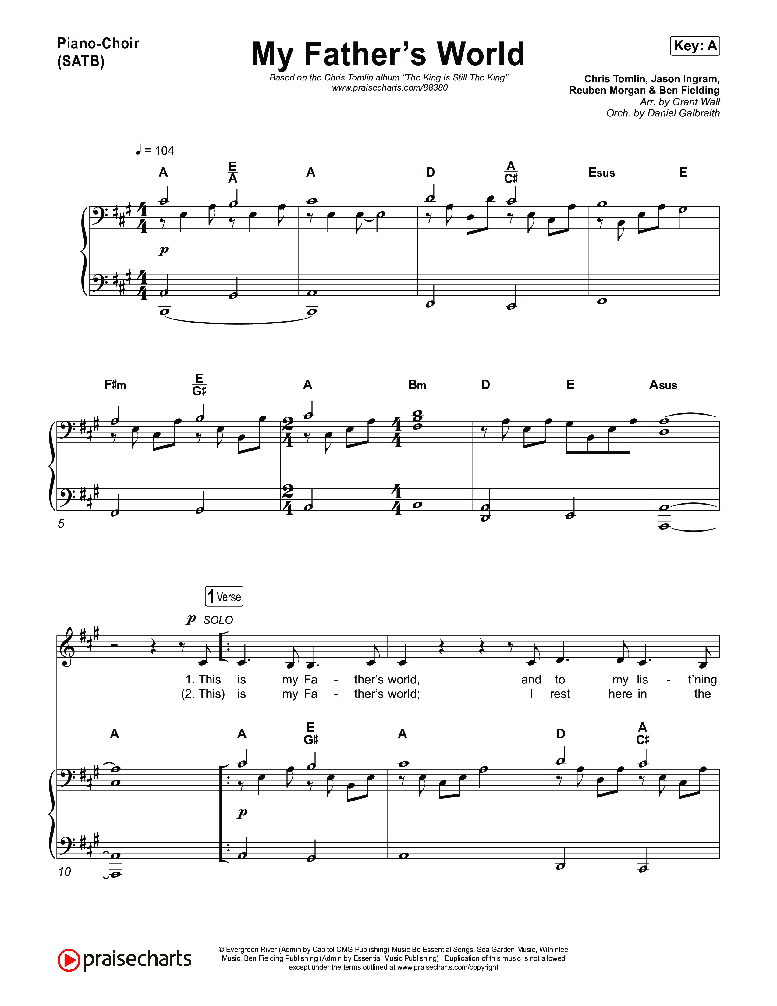 My Father's World Piano/Vocal Pack (Chris Tomlin)