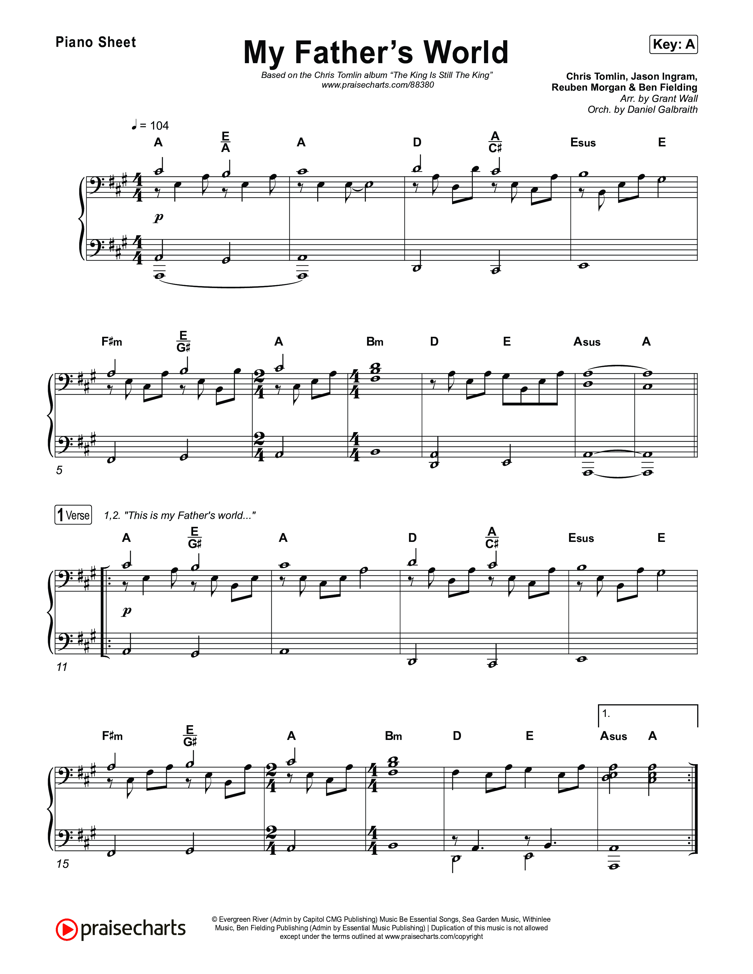 My Father's World Piano Sheet (Chris Tomlin)
