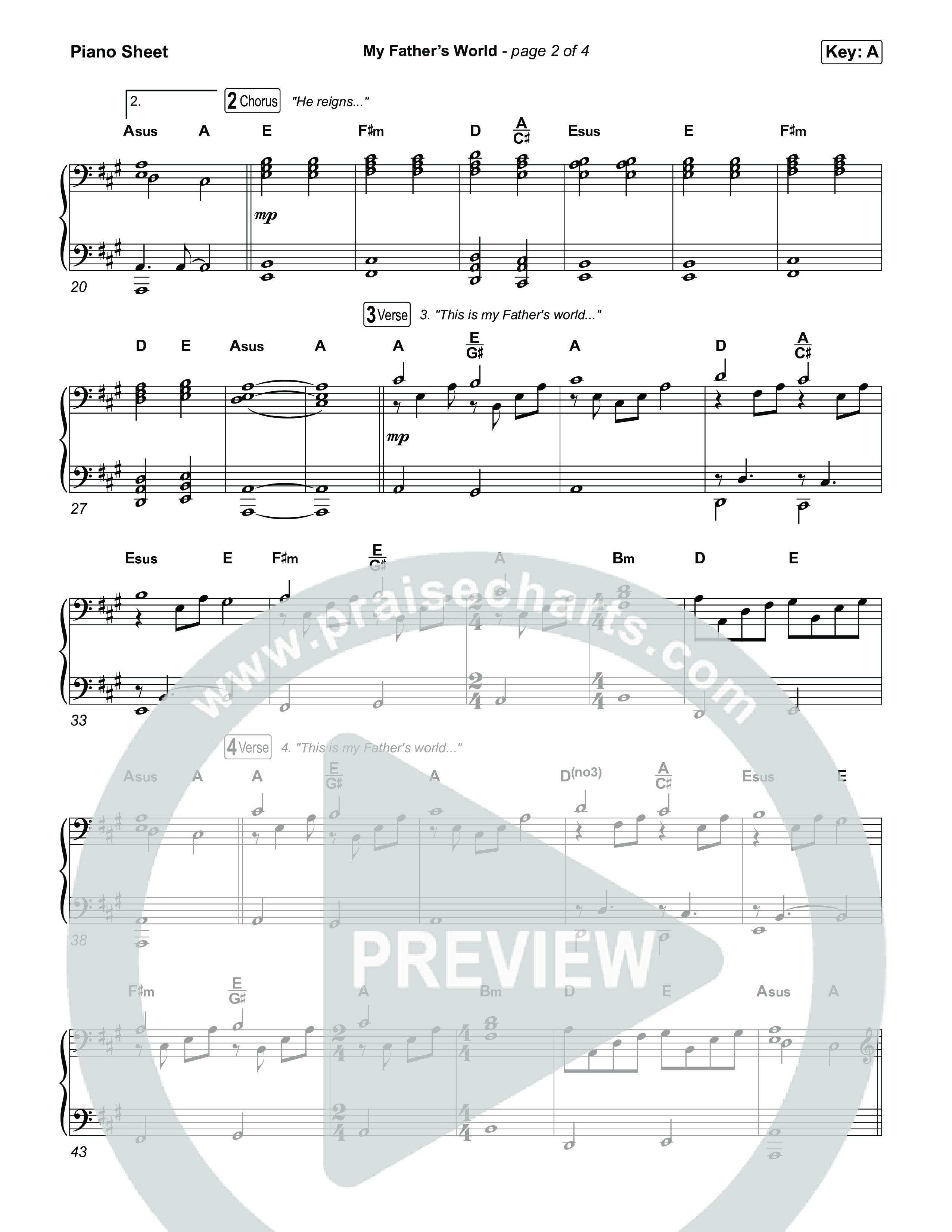 My Father's World Piano Sheet (Chris Tomlin)