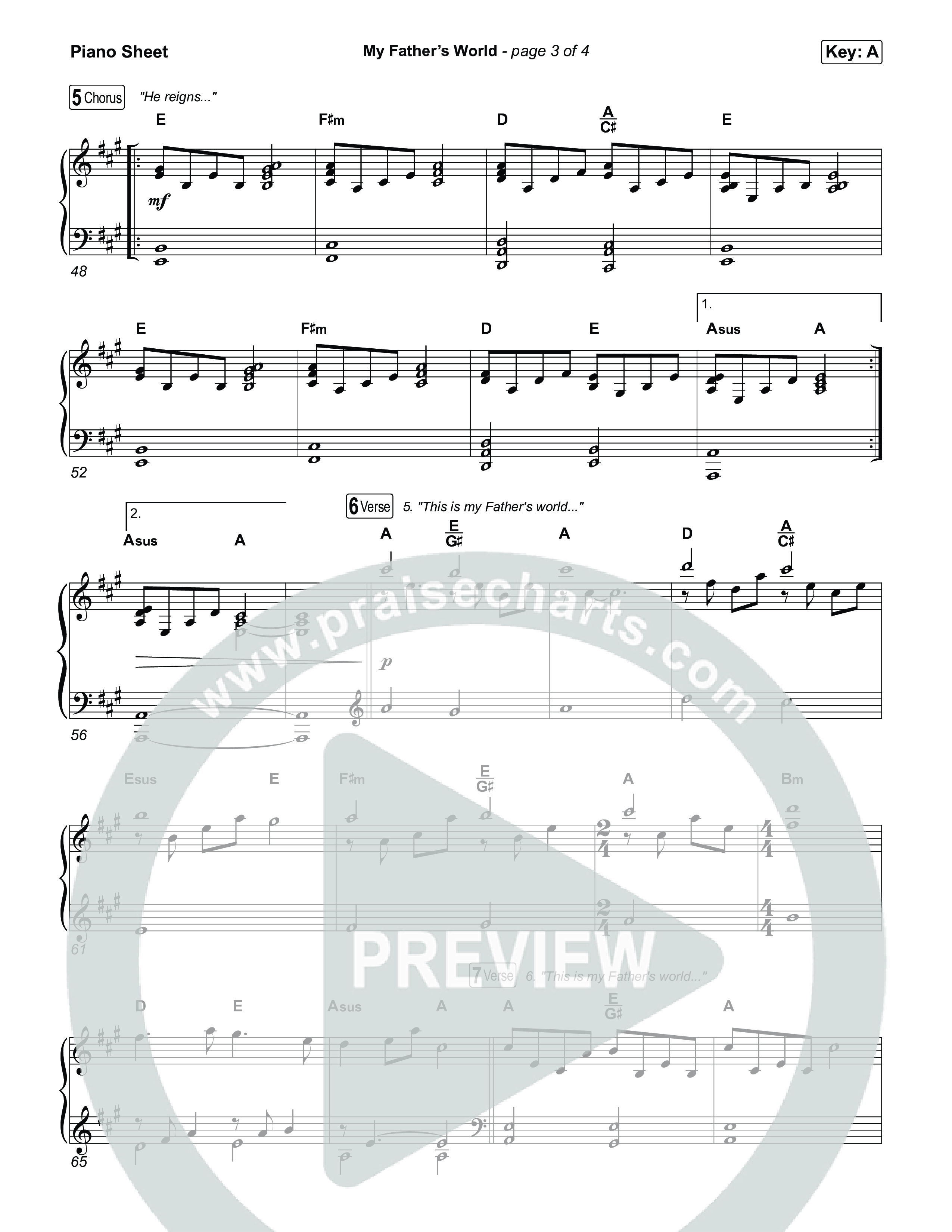 My Father's World Piano Sheet (Chris Tomlin)